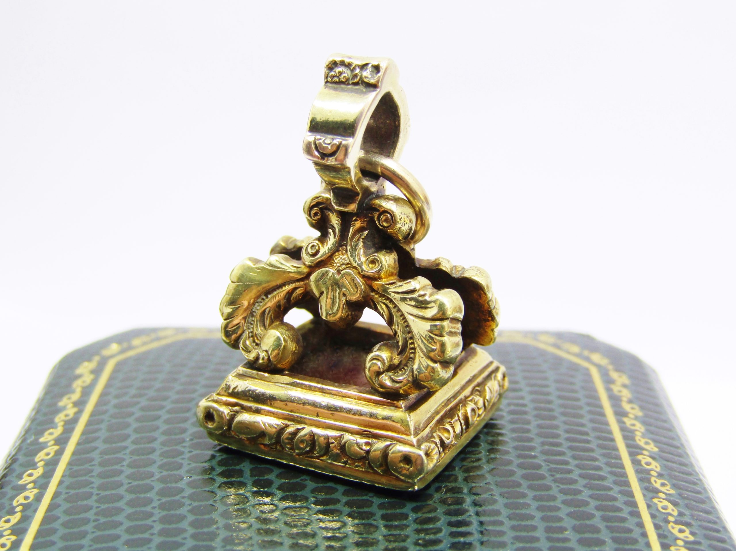 Antique Rolled Gold Detailed Fob Seal with Carnelian Stone
