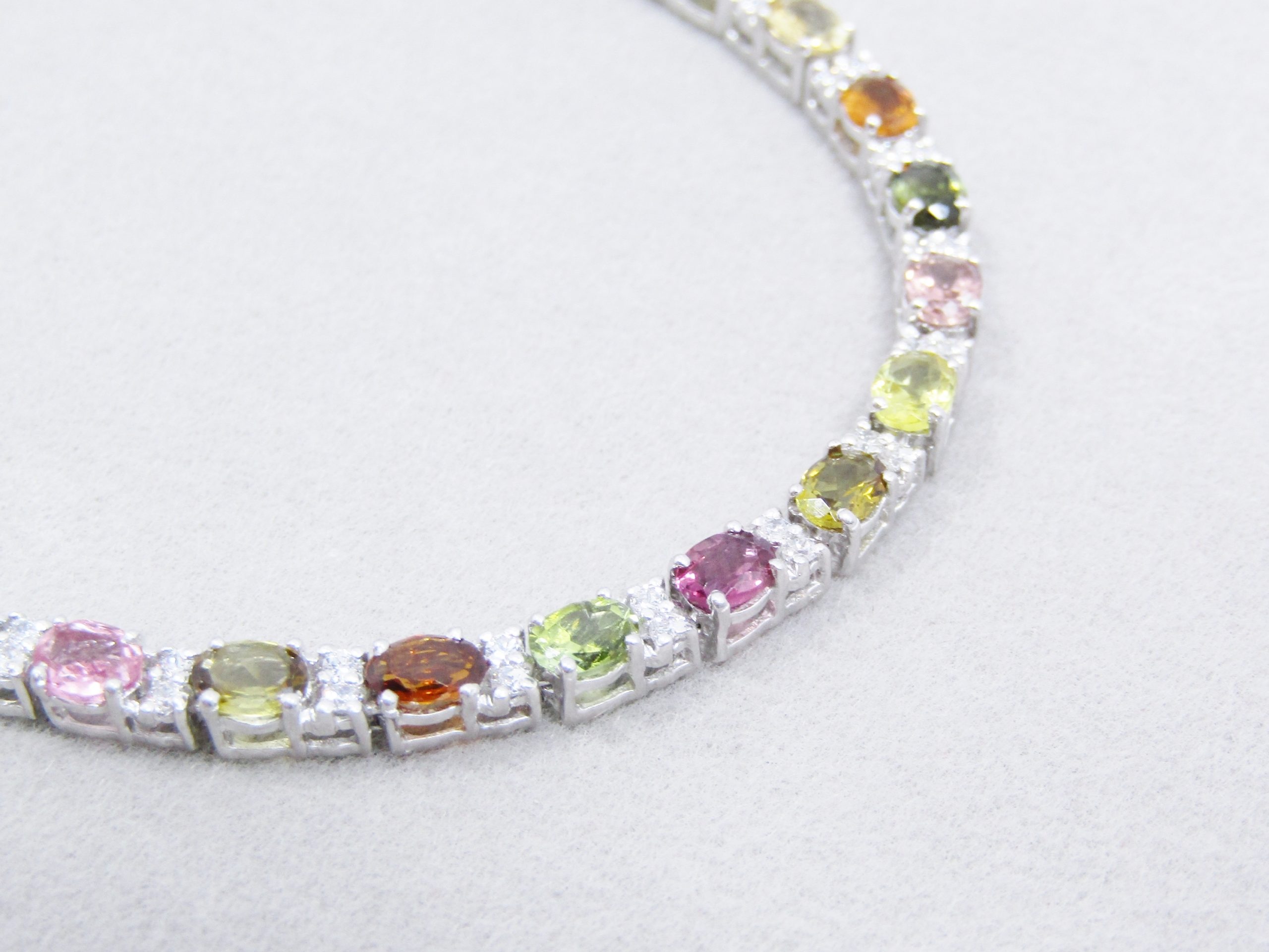 Beautiful! Sterling Silver & Multi-Colour Tourmaline Bracelet