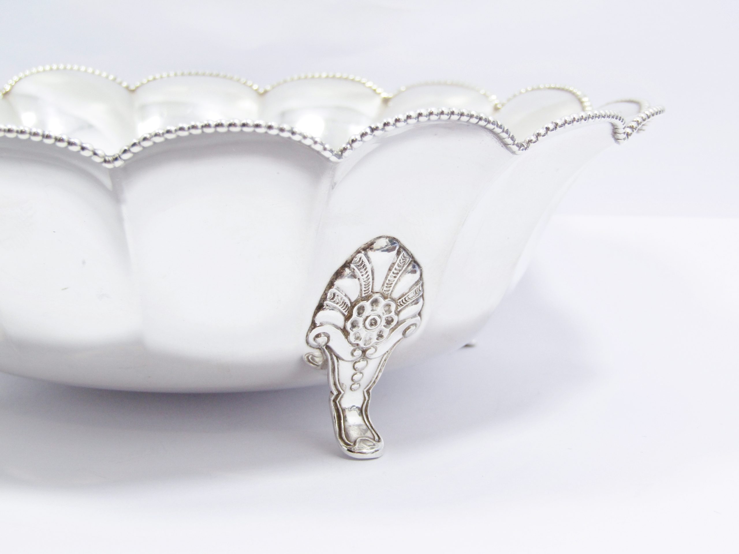 Stunning! Scandinavian Solid Silver Scalloped Footed Bowl