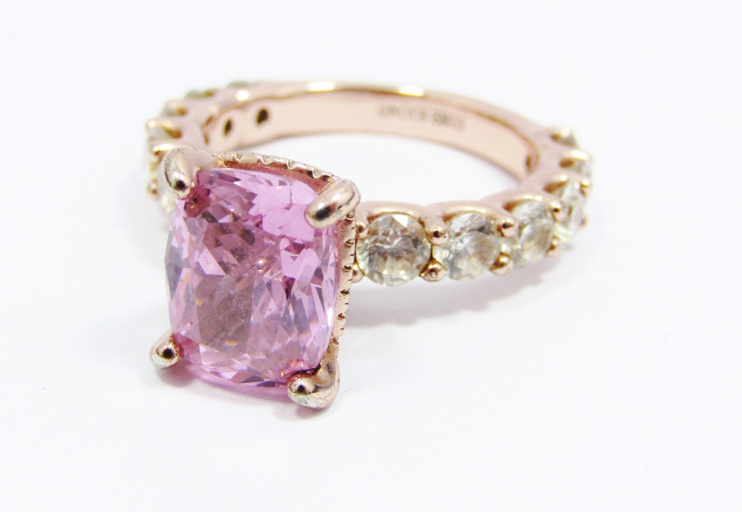 Stunning Silver Rose Gold Plated & Pink Zirconia GNOCE Ring
