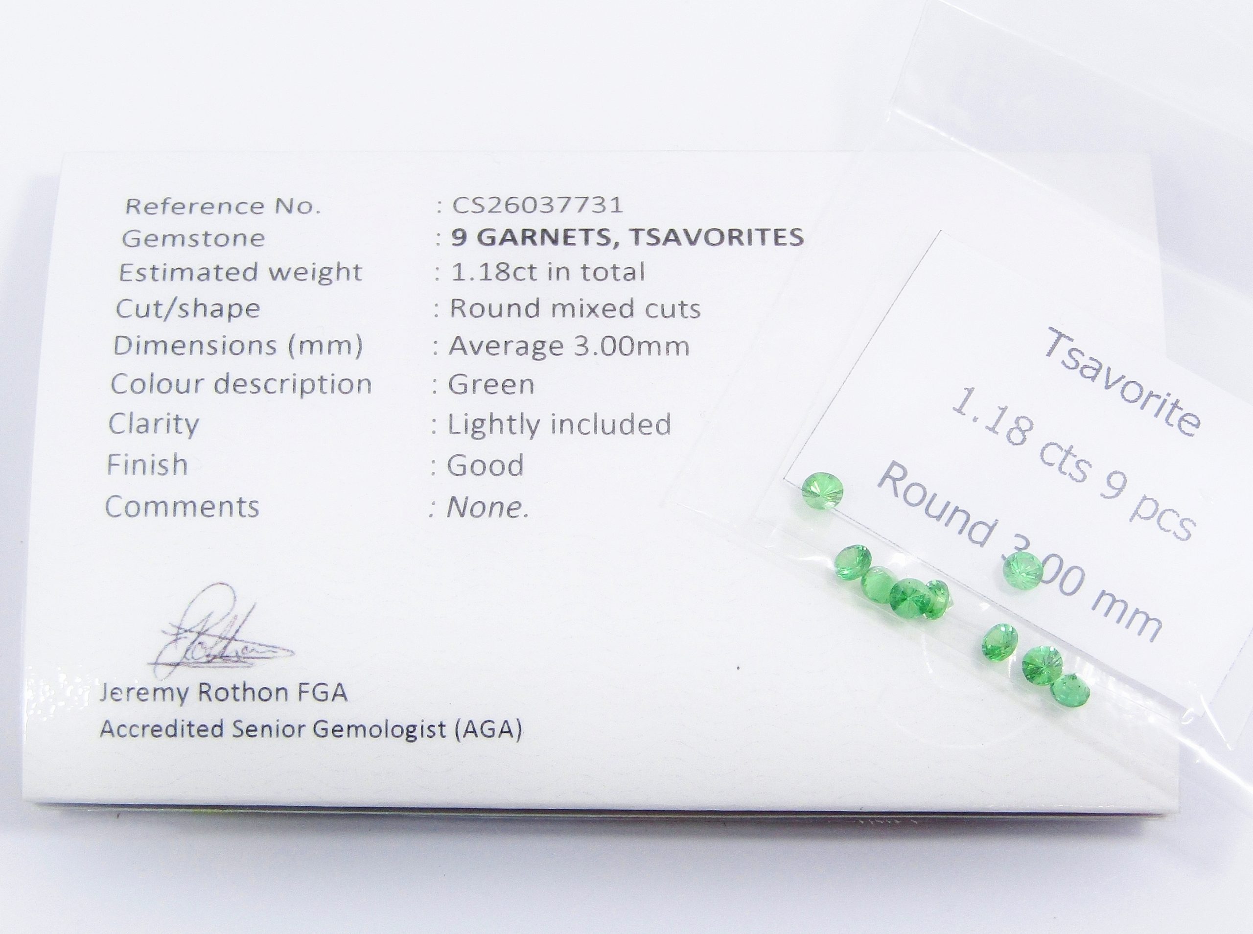 Rare! Parcel of 1.18ctw Tsavorite Gemstones, Certified