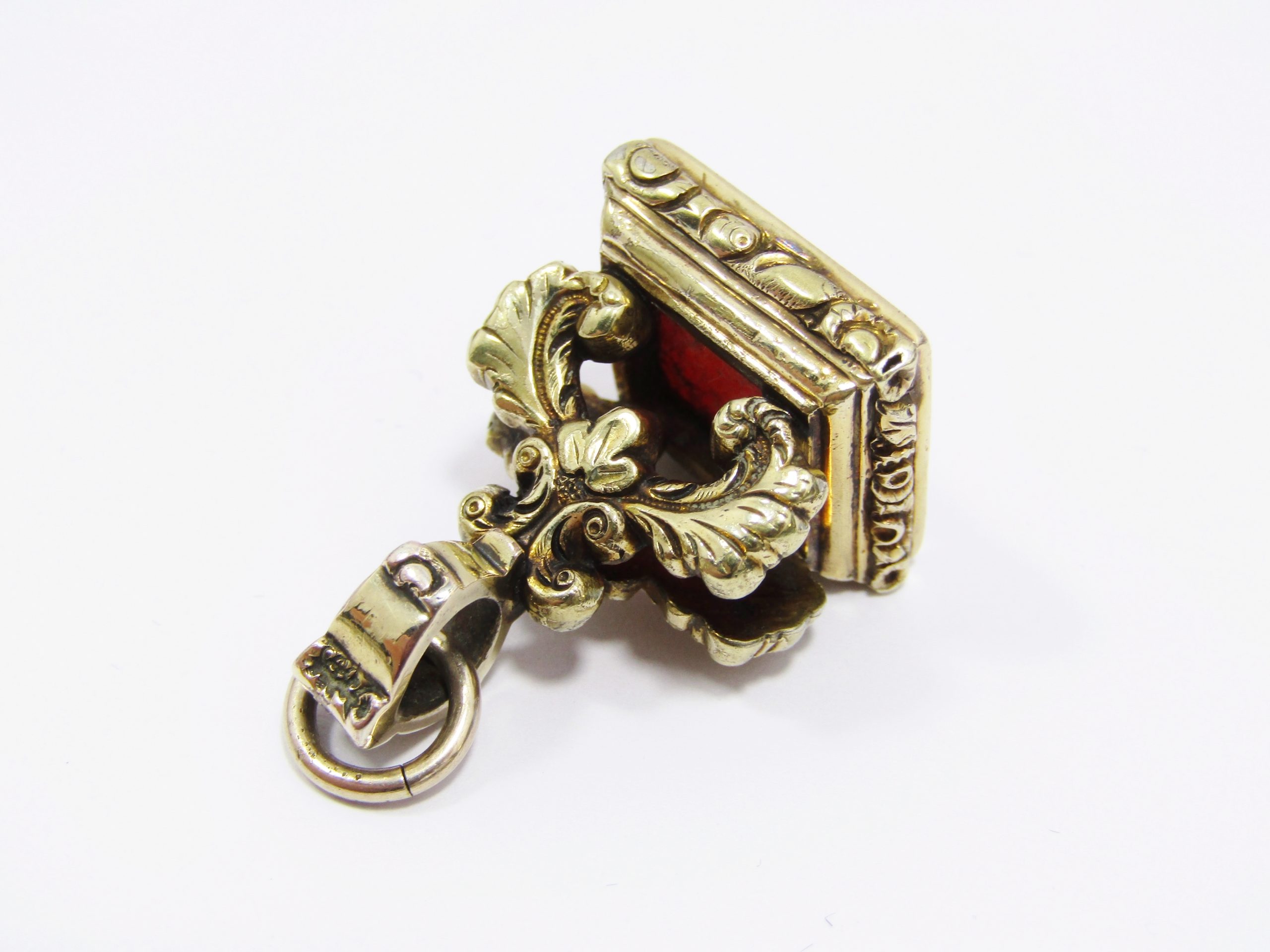 Antique Rolled Gold Detailed Fob Seal with Carnelian Stone