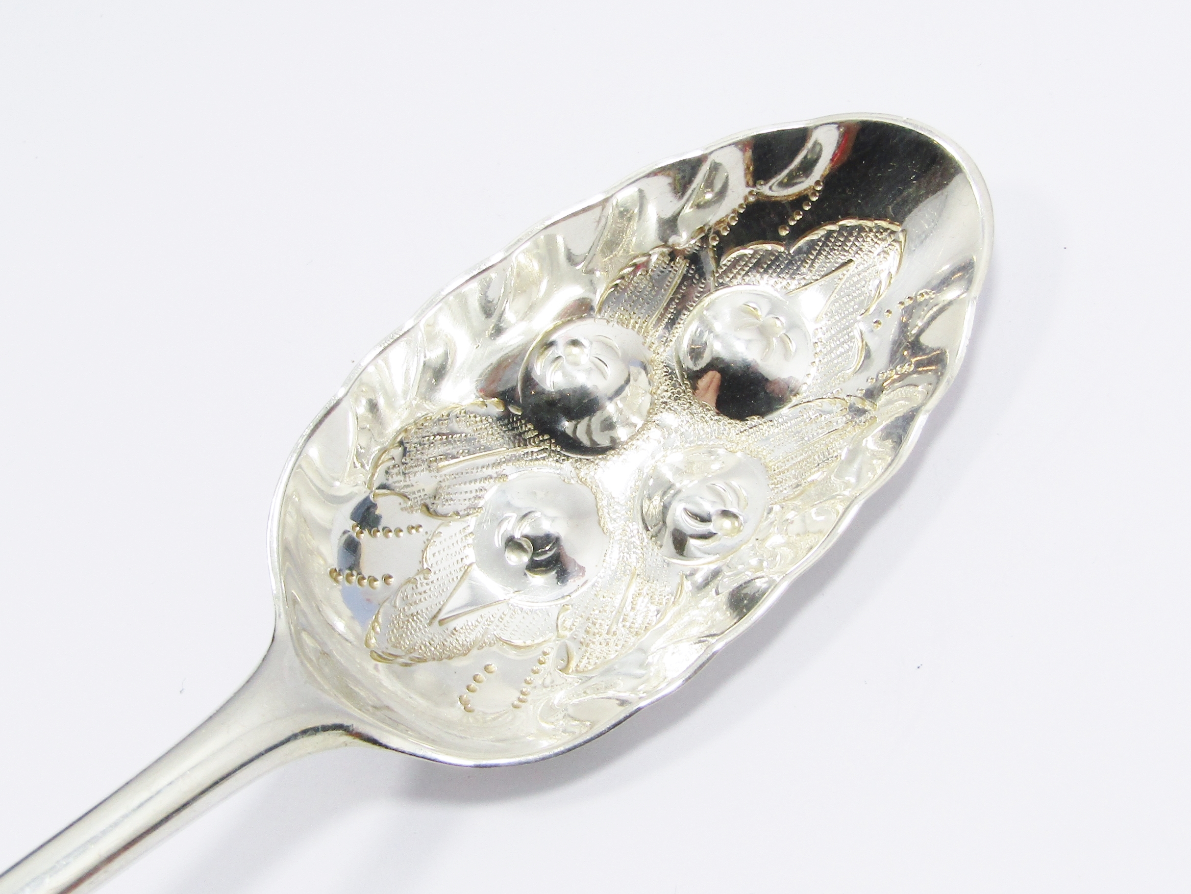Beautiful Antique (c1776) George III Hallmarked Silver Berry Spoon
