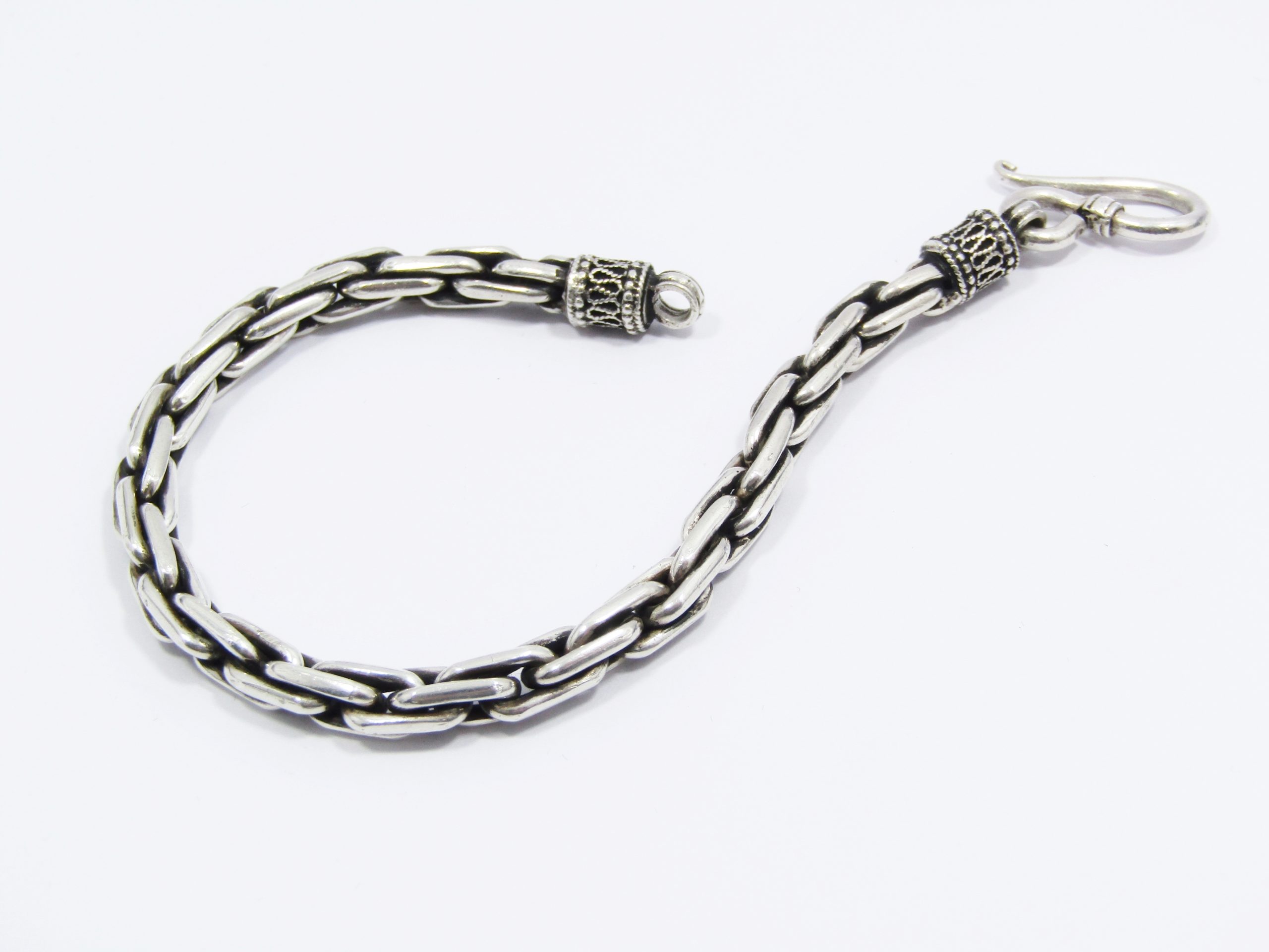 A Gorgeous Articulated Weighty Bracelet With a Lovely Sheppard's hook in Sterling Silver.