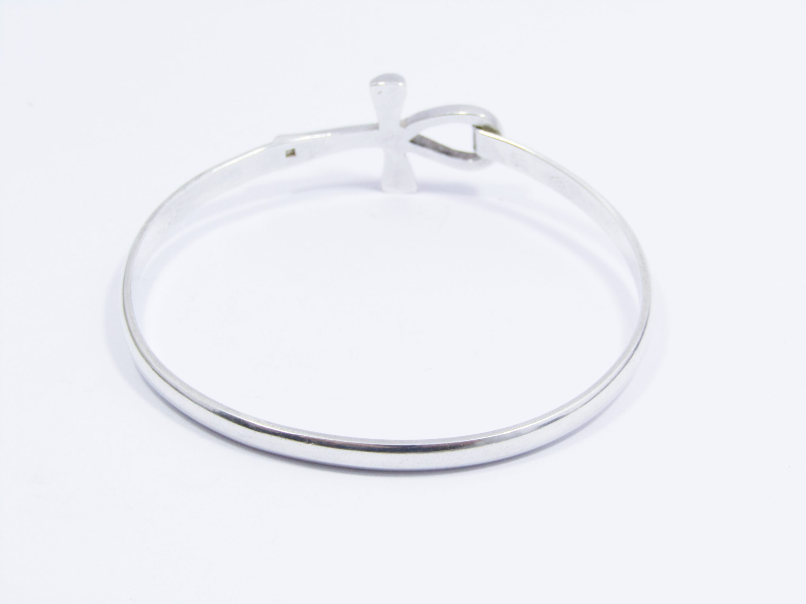 Gorgeous Solid Egyptian Ankh Cross Bangle in 800 Silver