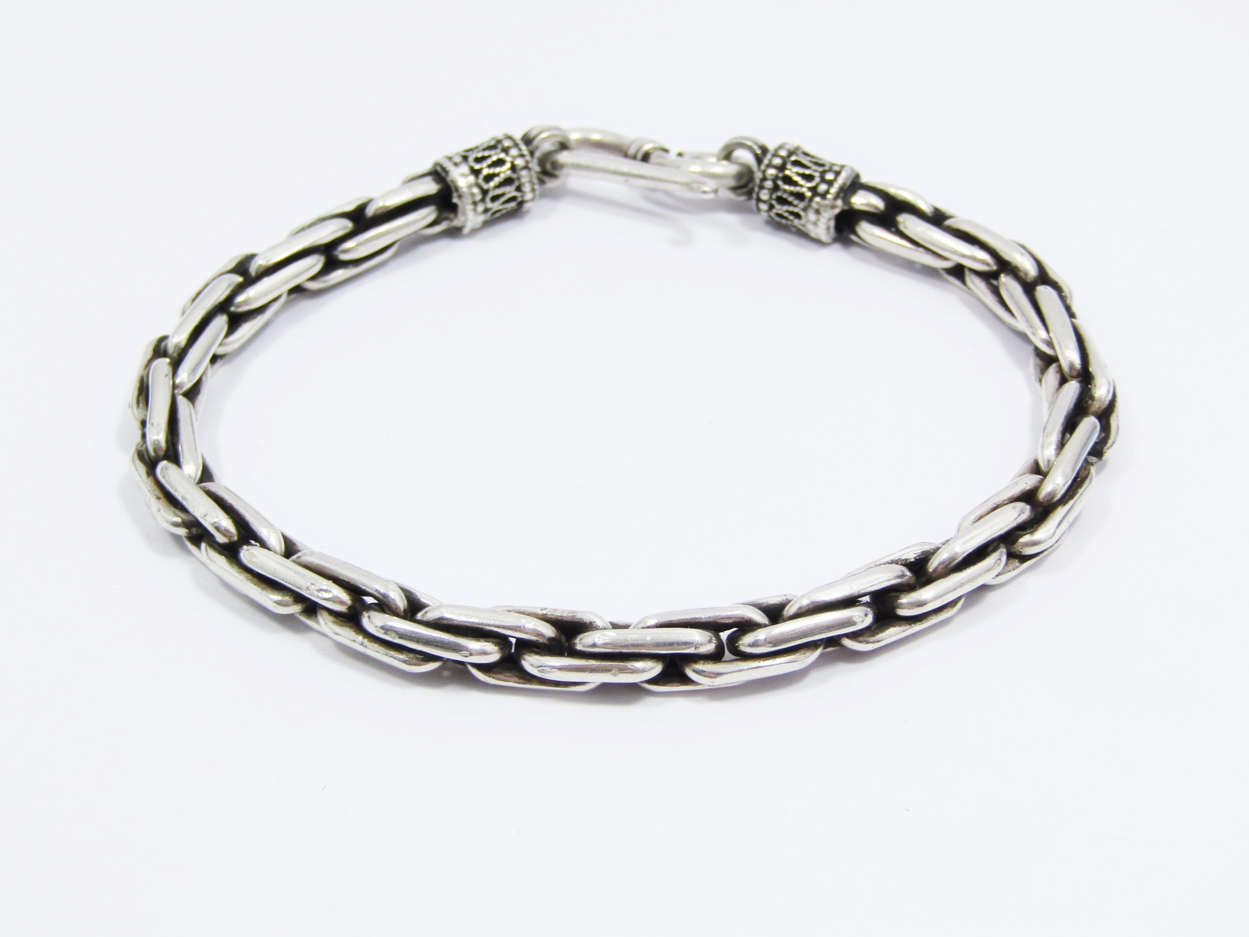 A Gorgeous Articulated Weighty Bracelet With a Lovely Sheppard's hook in Sterling Silver.