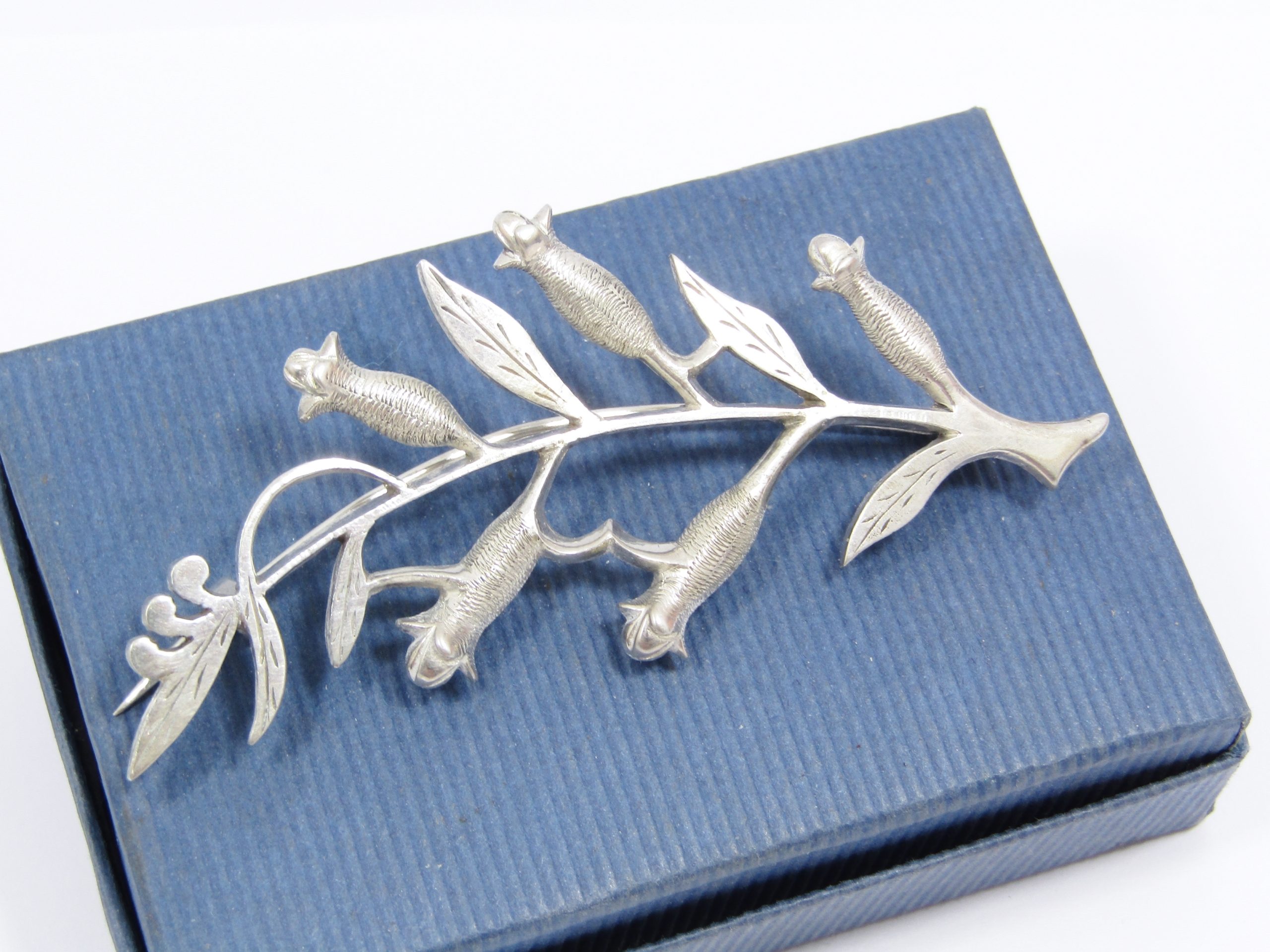 A Gorgeous Vintage Flower Branch Brooch in 800 Silver