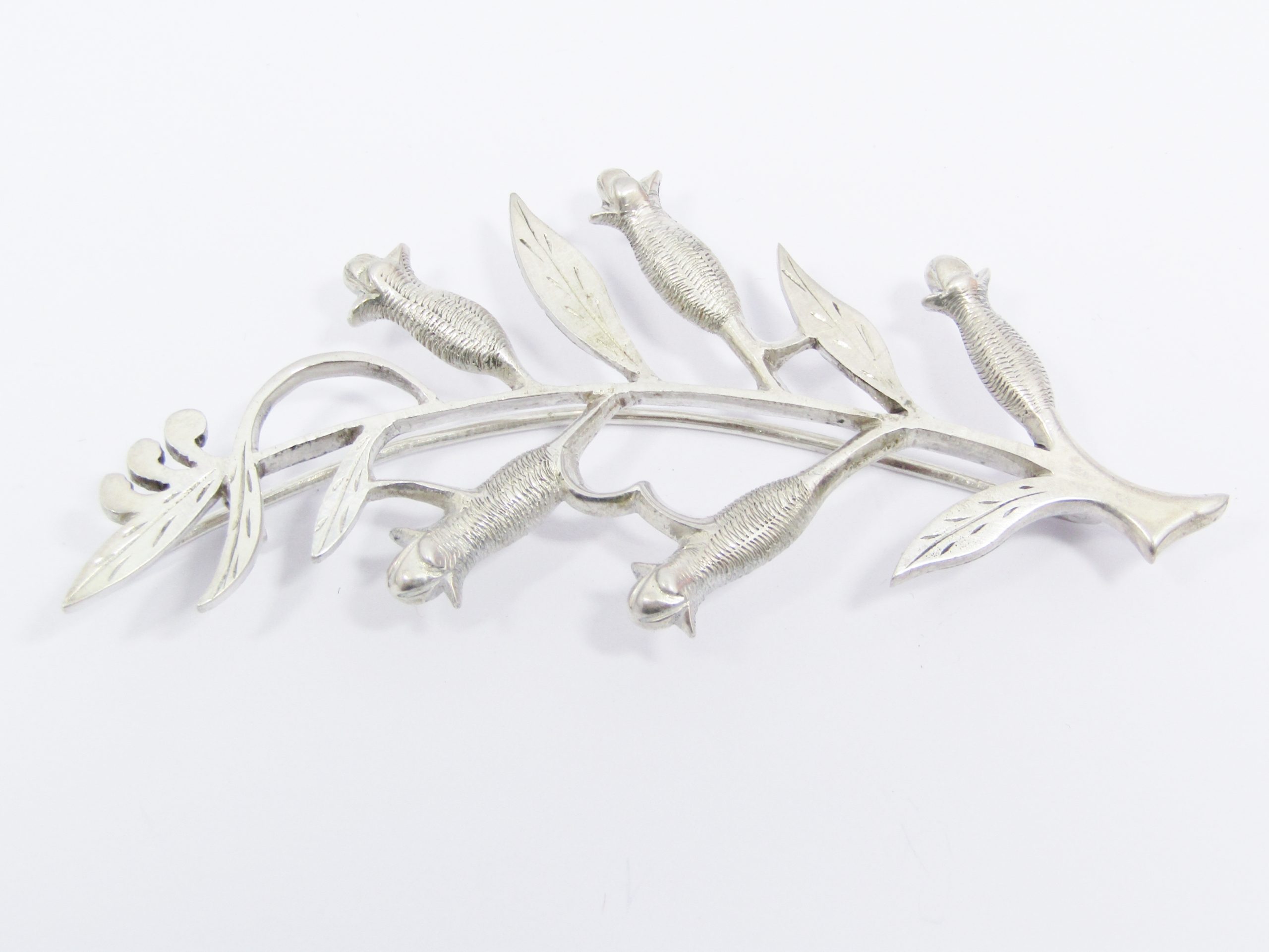 A Gorgeous Vintage Flower Branch Brooch in 800 Silver