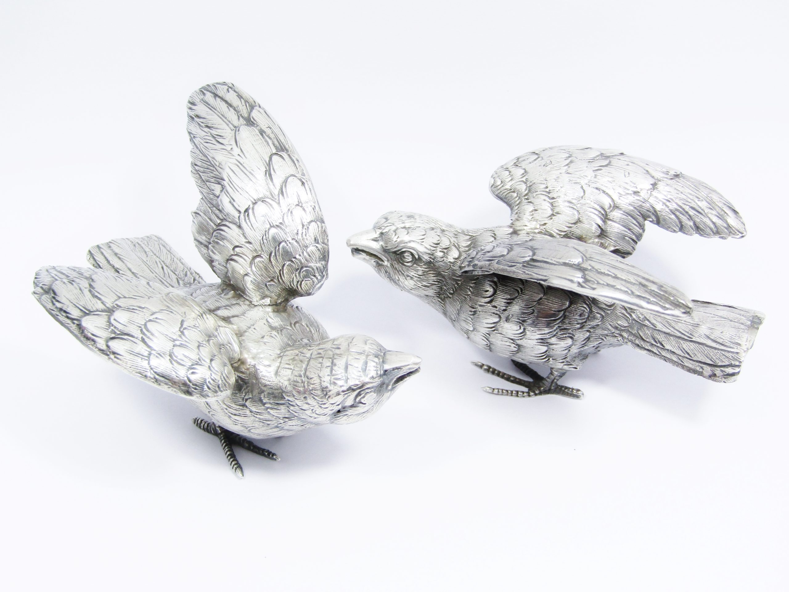 Stunning! Vintage Solid Silver Pair of Bird Figurines