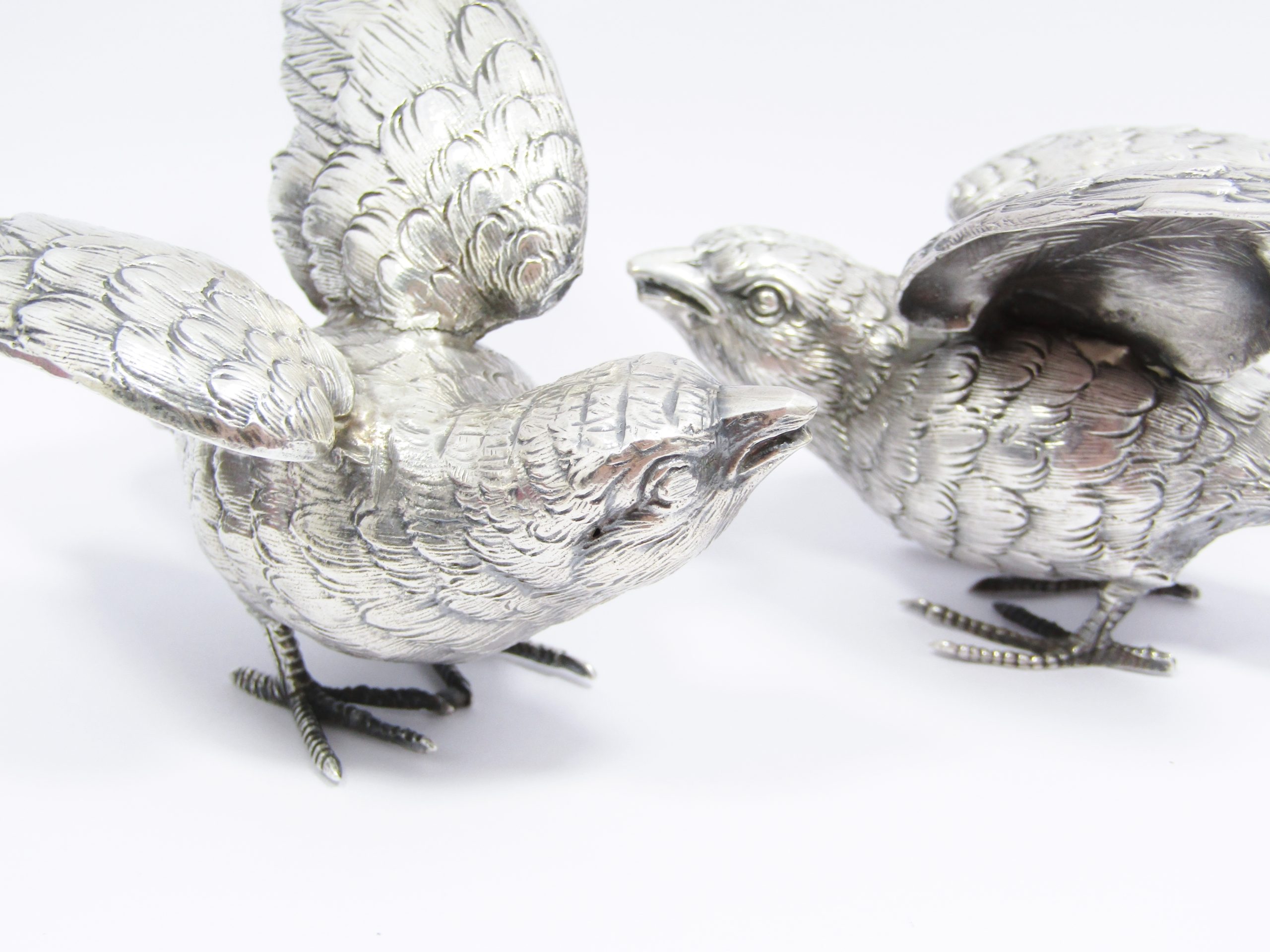 Stunning! Vintage Solid Silver Pair of Bird Figurines