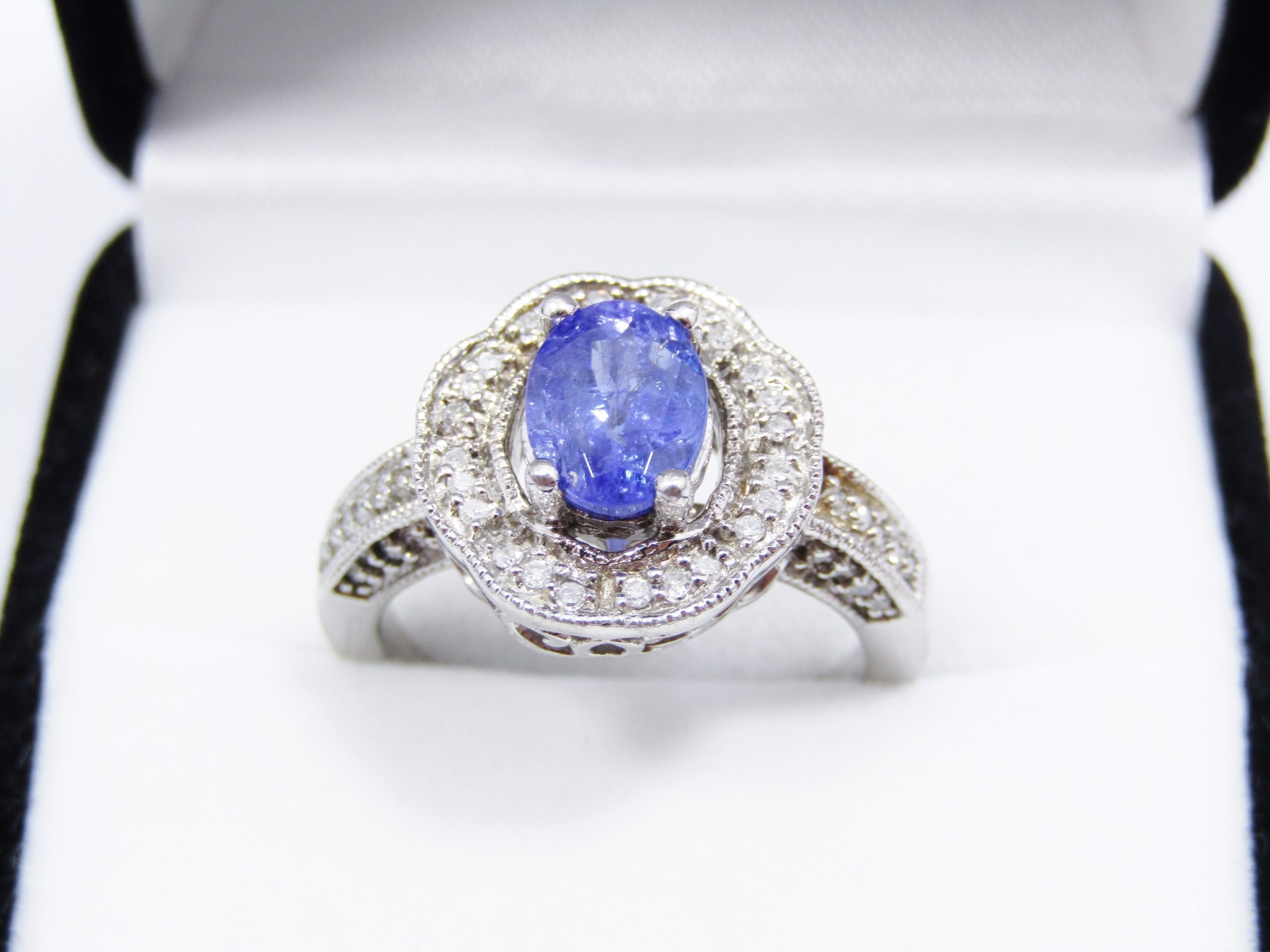 Exquisite! Bespoke Tanzanite & Diamond Sterling Silver Ring