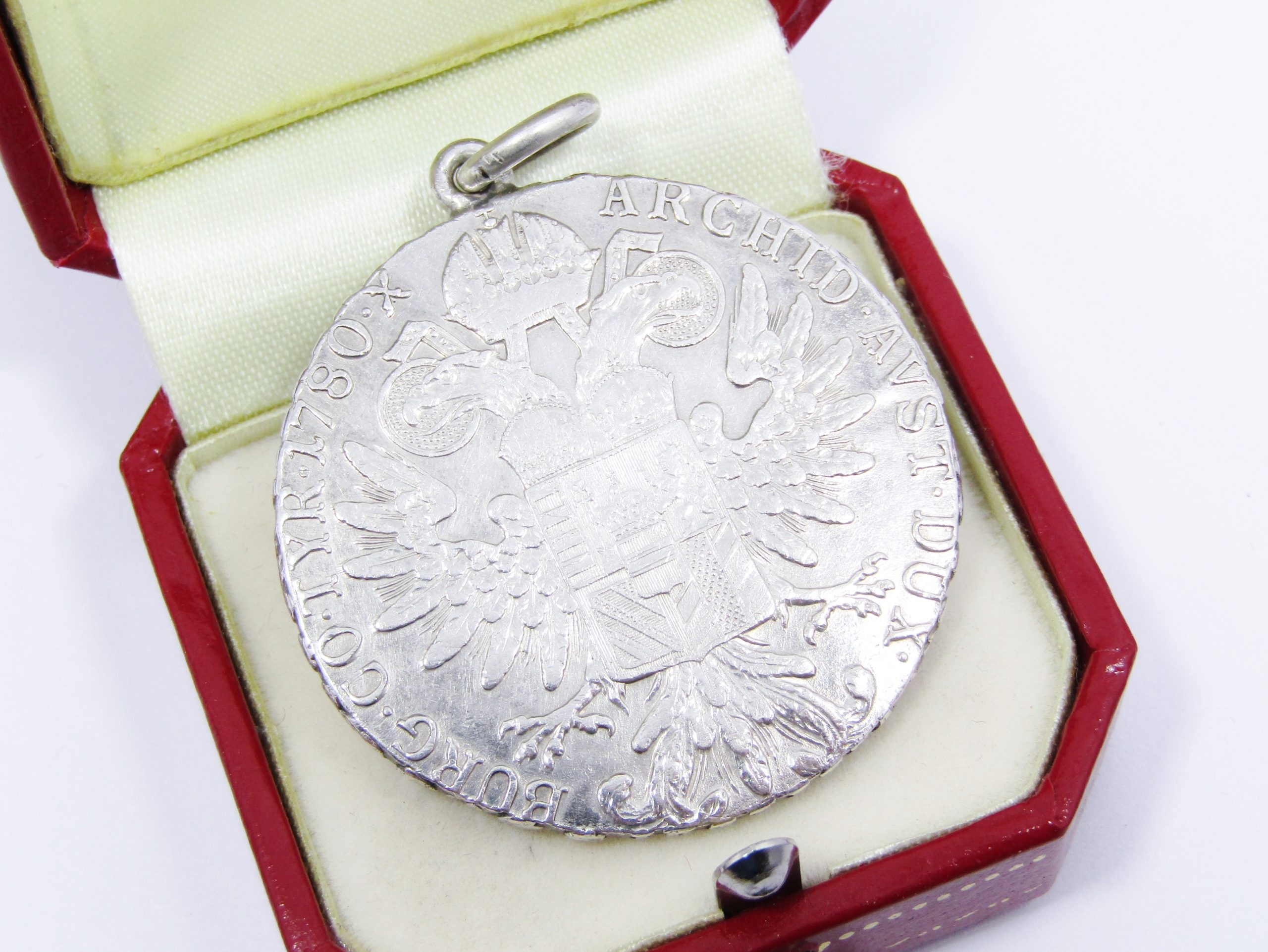 Stunning Large Solid Silver Large Maria Theresa Thaler Coin Pendant