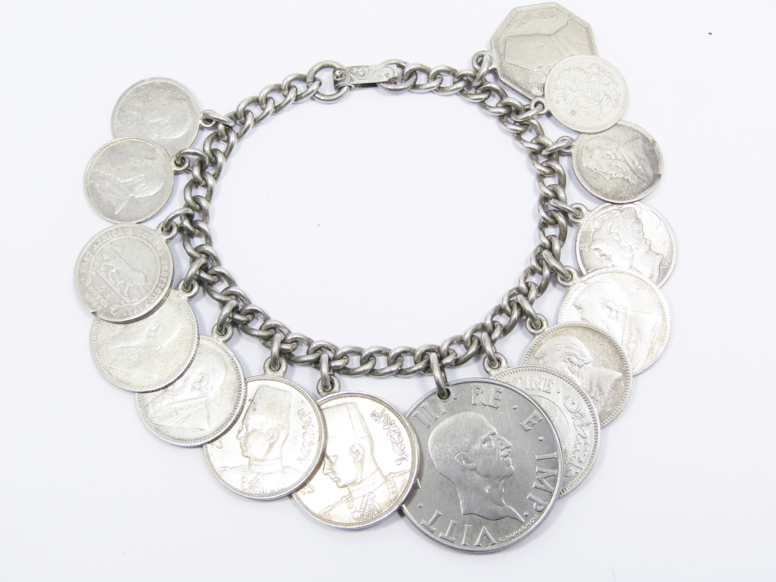 Chunky Vintage Graduated Coins & Silver Bracelet