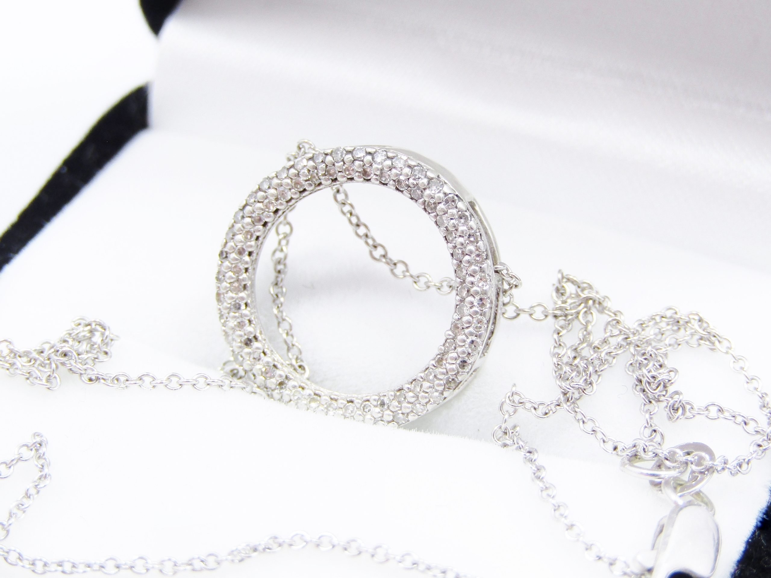 Beautiful 9CT White Gold & Diamond Circle of Life Necklace