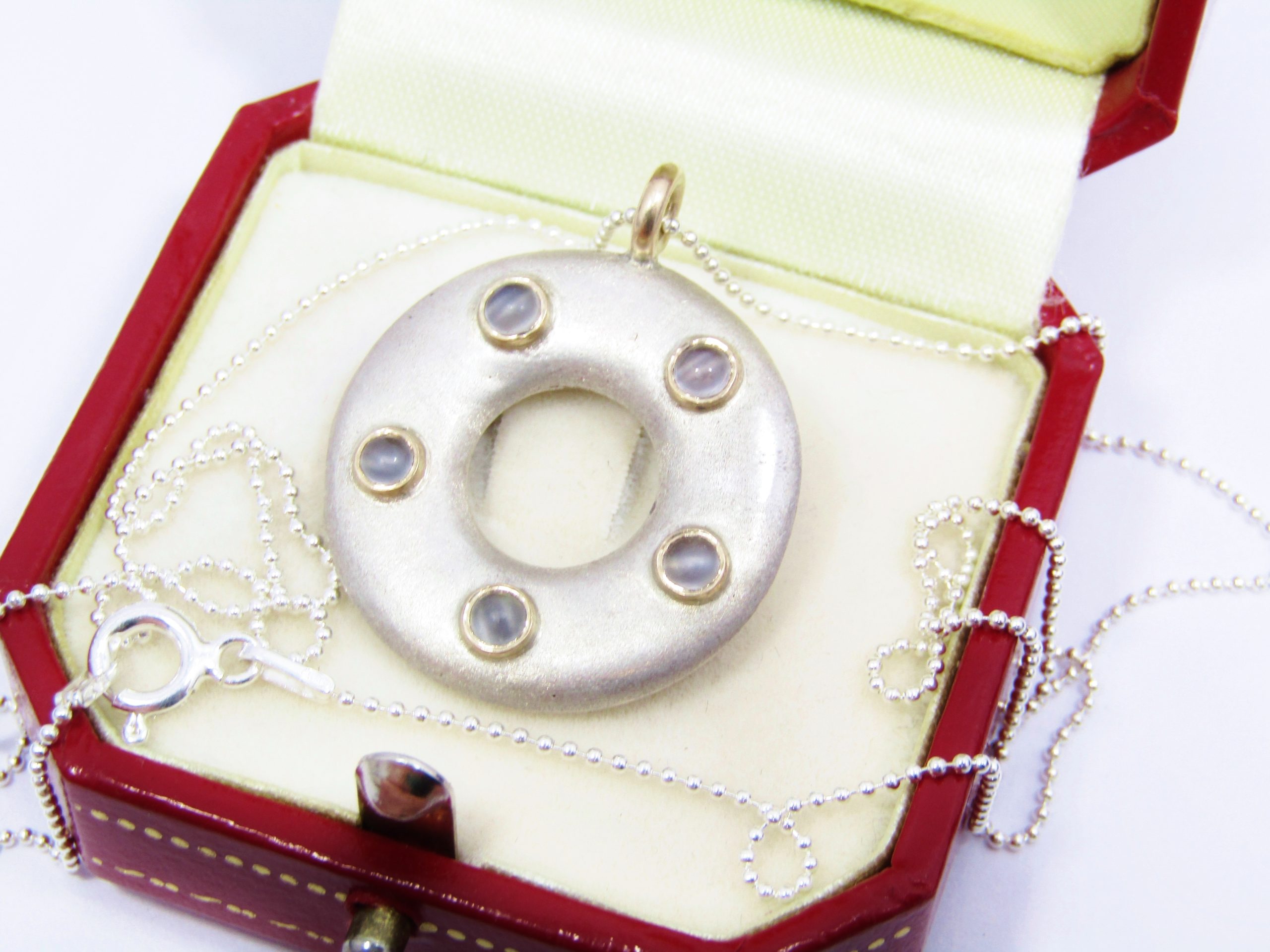 Scarab Jewellers Bespoke Gold, Silver & Moonstone Necklace