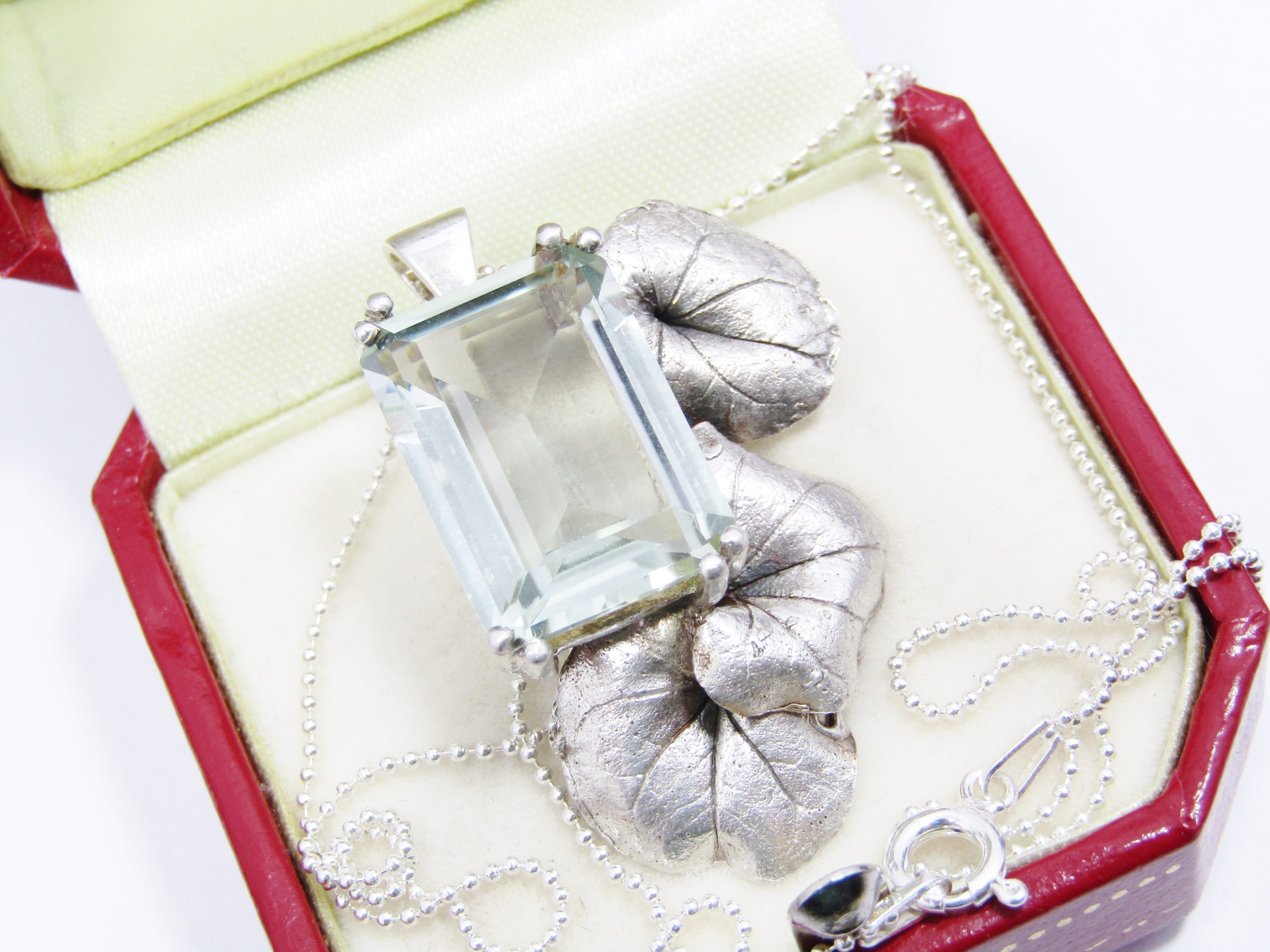 Exquisite! Bespoke Sterling Silver, Prasiolite Design Pendant on Chain