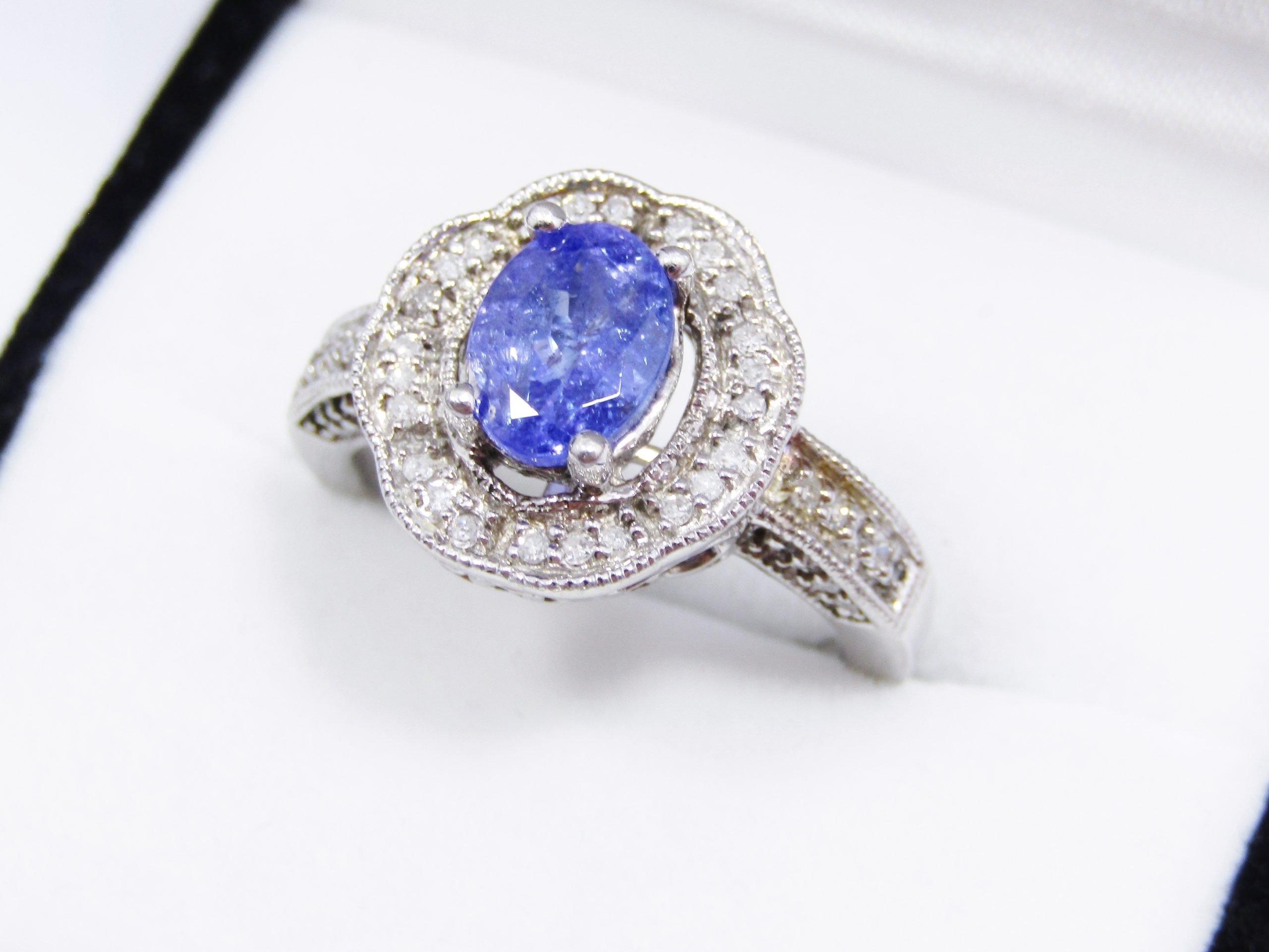 Exquisite! Bespoke Tanzanite & Diamond Sterling Silver Ring
