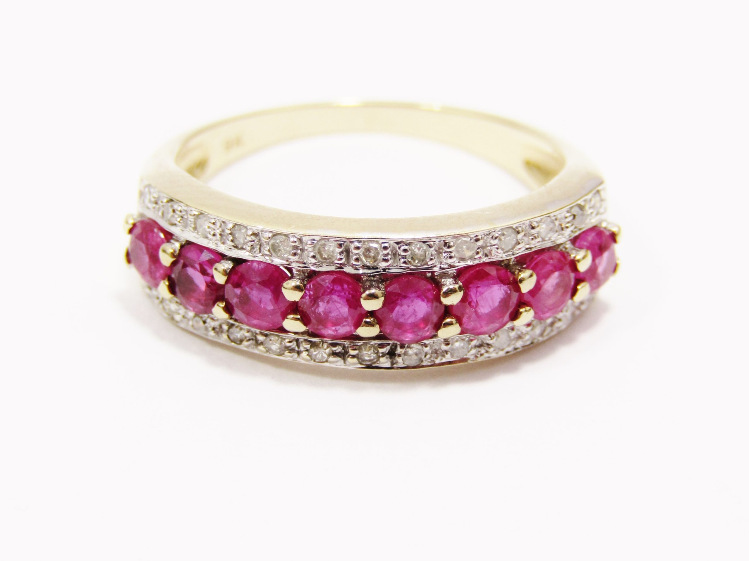 Stunning! 9CT Gold, Ruby & Diamond Half-Eternity Ring