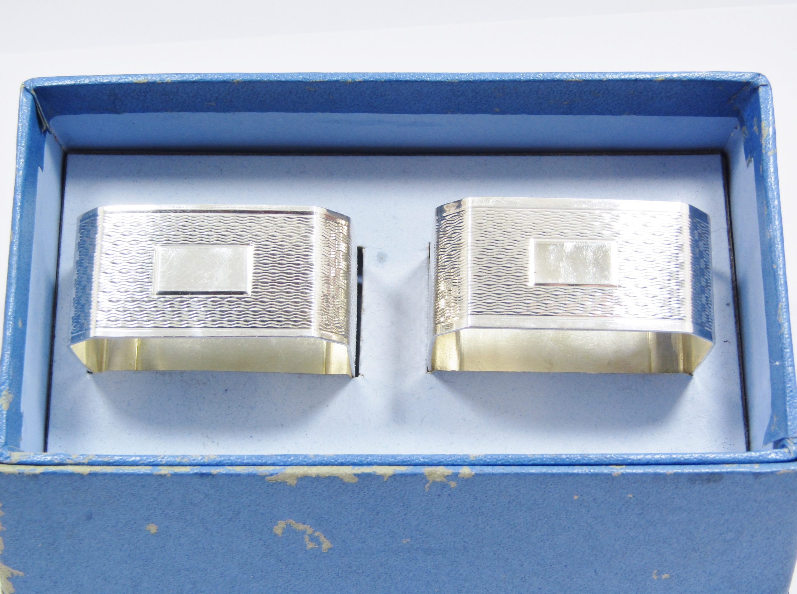 Pair of Vintage (c1961) UK Hallmarked Silver Napkin Rings, Boxed