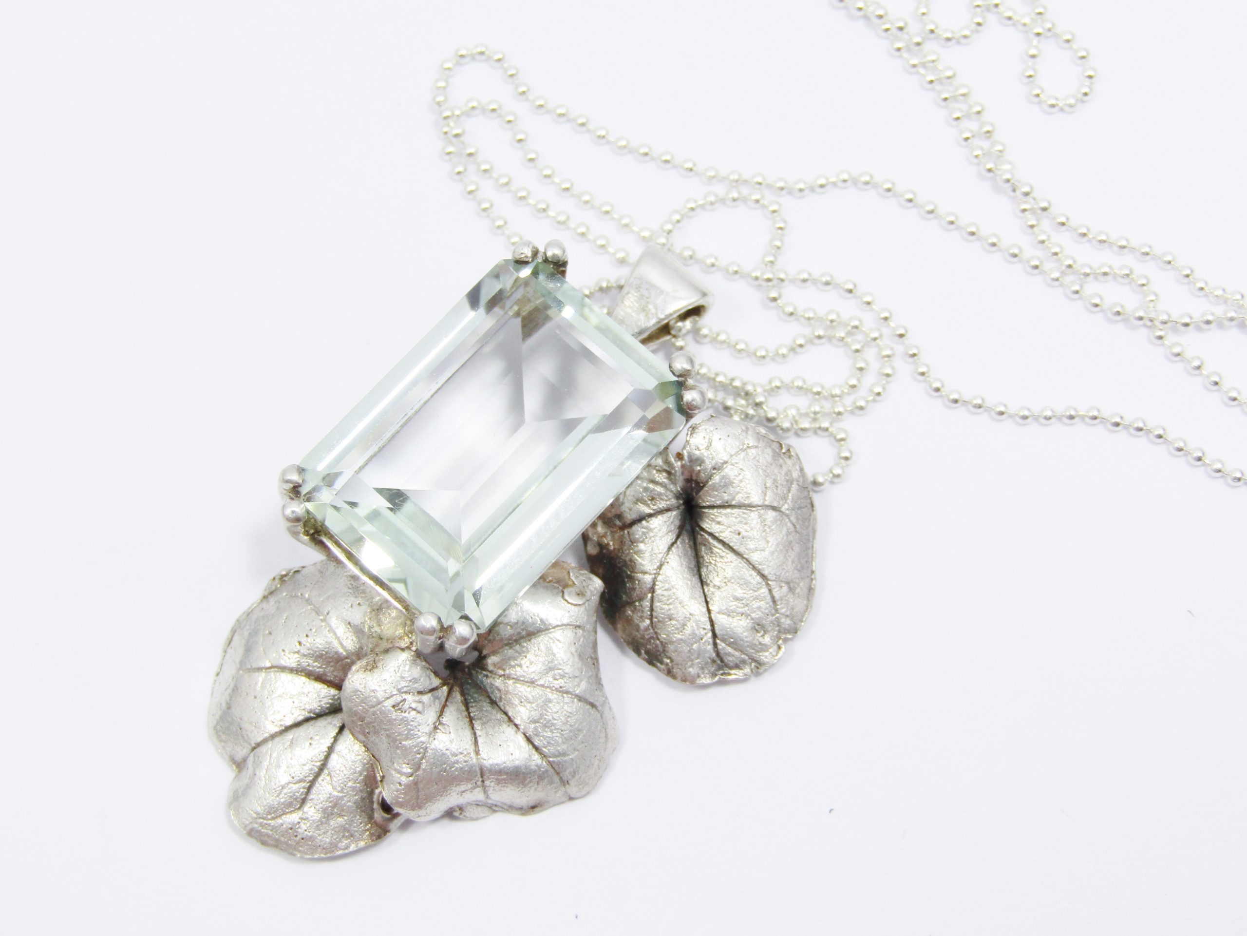 Exquisite! Bespoke Sterling Silver, Prasiolite Design Pendant on Chain