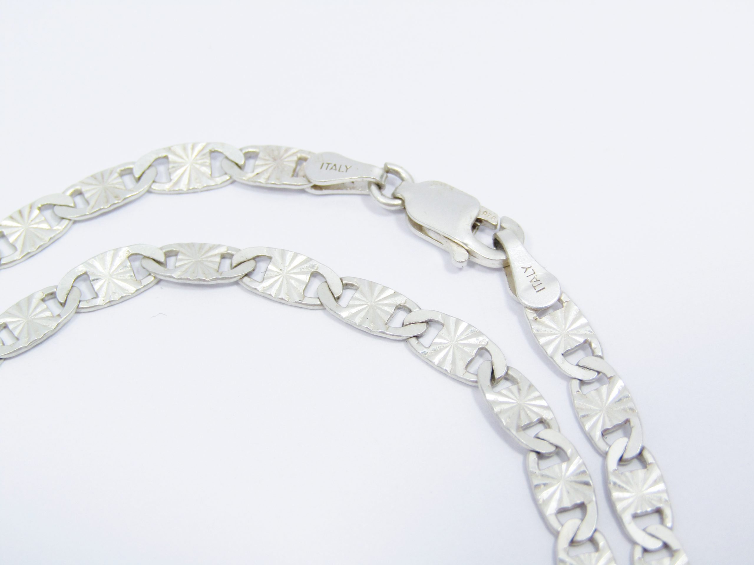 A Gorgeous Engraved Fancy link Necklace in Sterling Silver