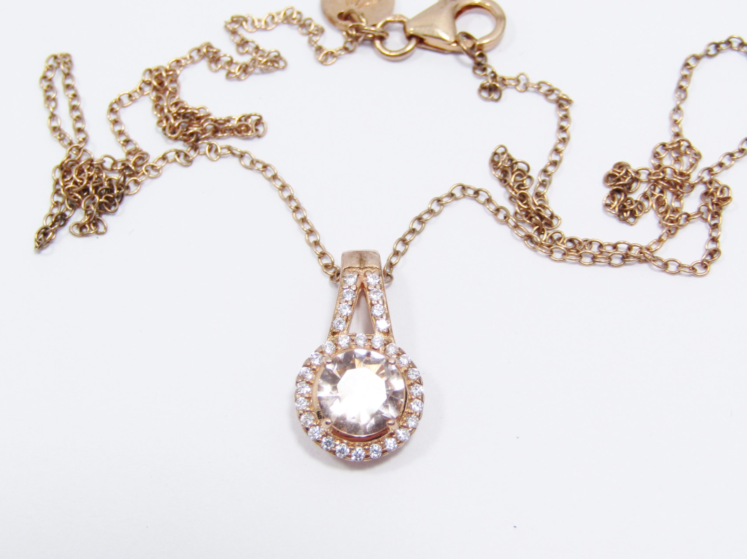 A Lovely Rose Gold Plated Over Sterling Silver Zirconia Necklace