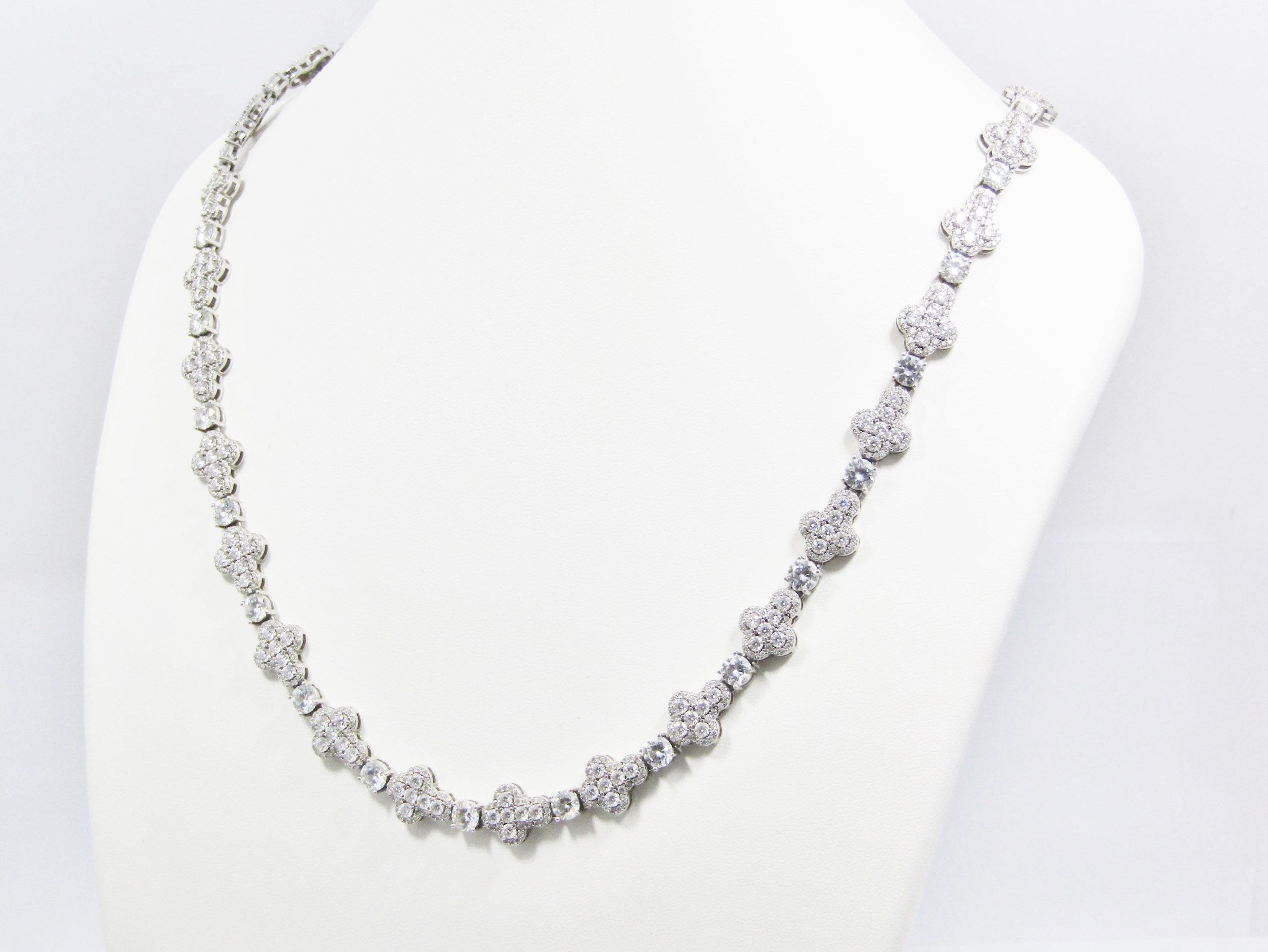 A Spectacular Tennis Necklace Encrusted In Moissanites in Sterling Silver.