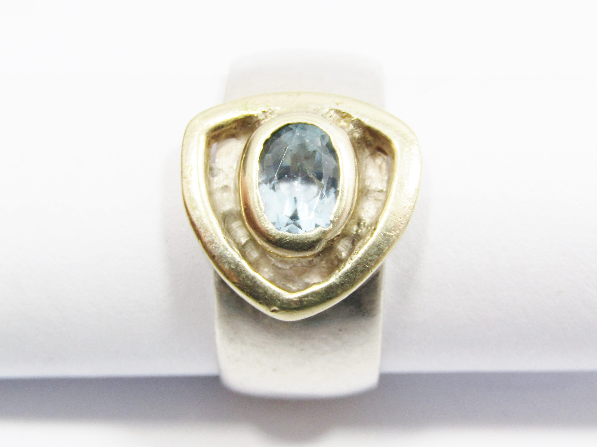 A Beautiful Two Tone 9ct Gold And  Silver Topaz Ring in Sterling Silver