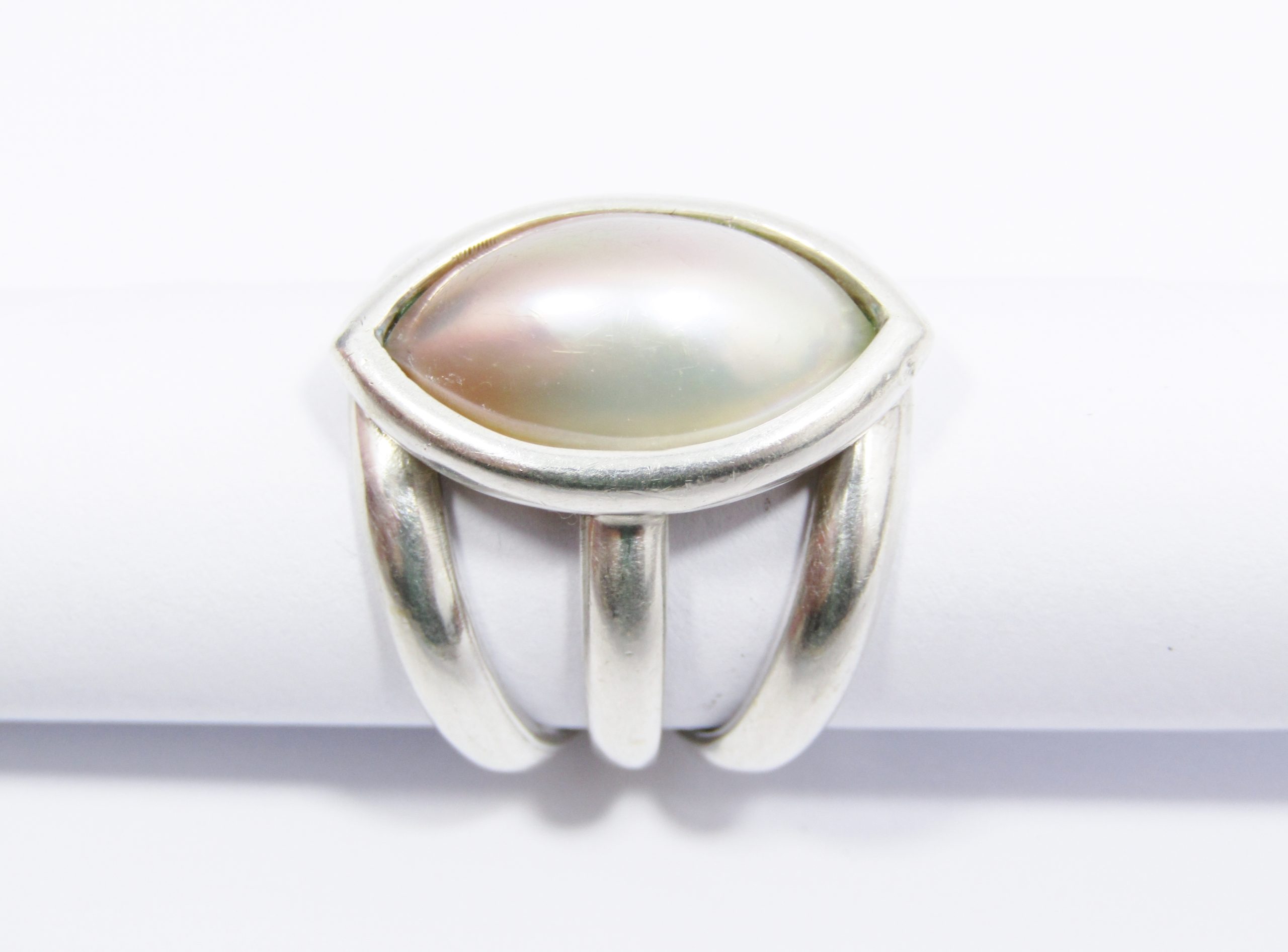 A Gorgeous Three Band in On Mabe Ring in Sterling Silver