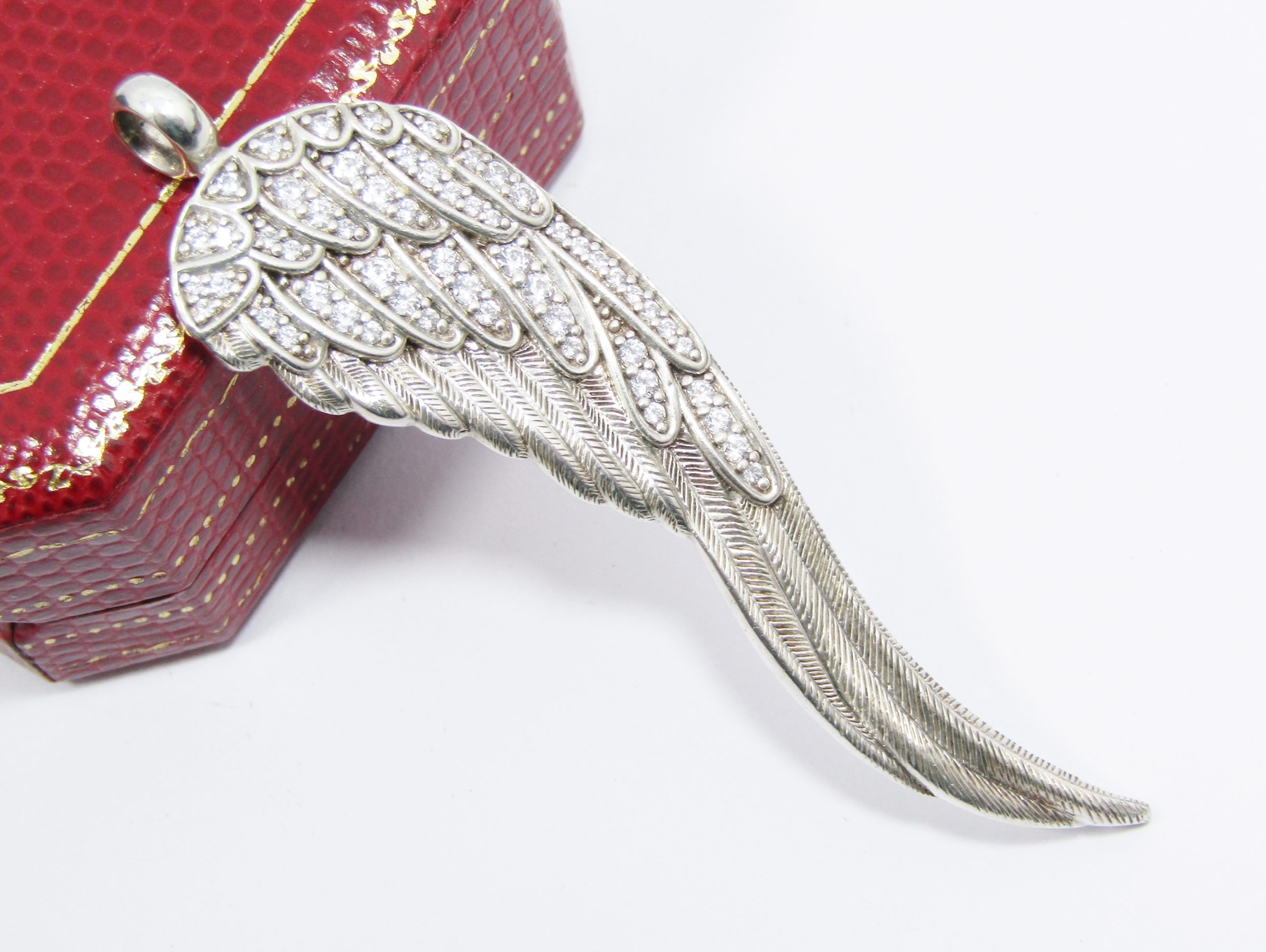 A Gorgeous Large Thomas Sabo Zirconia Angel Wing in Sterling Silver.