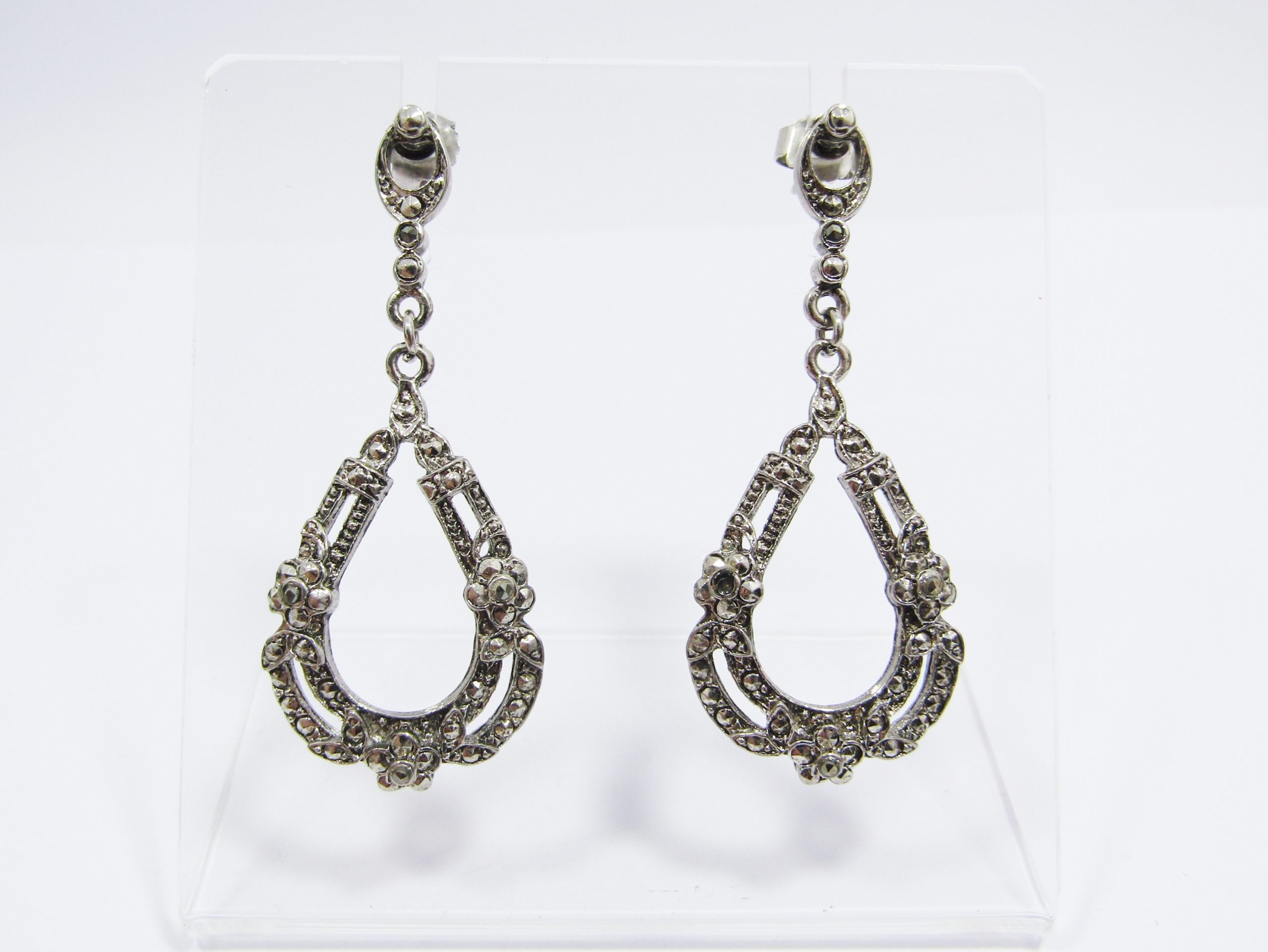 Vintage Pair of Silver & Marcasite Drop Earrings