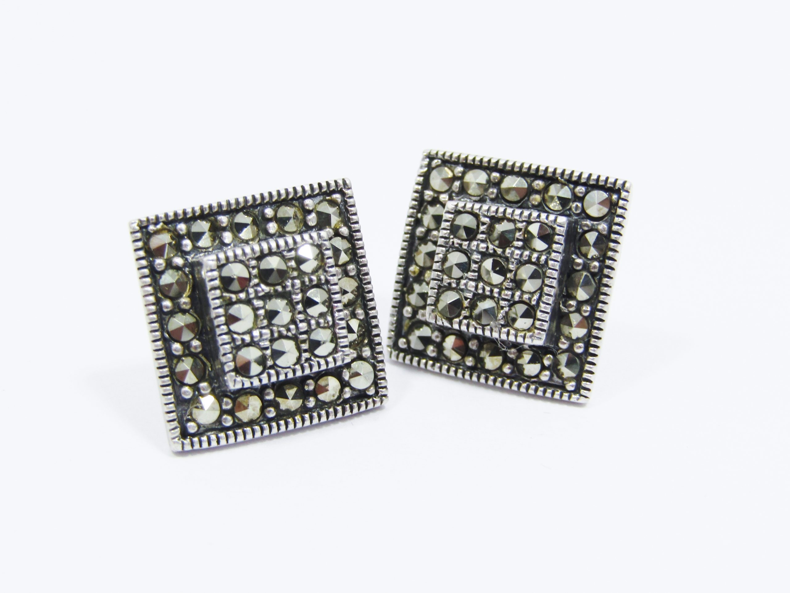 A Gorgeous Pair of Marcasite Earrings in Sterling Silver.