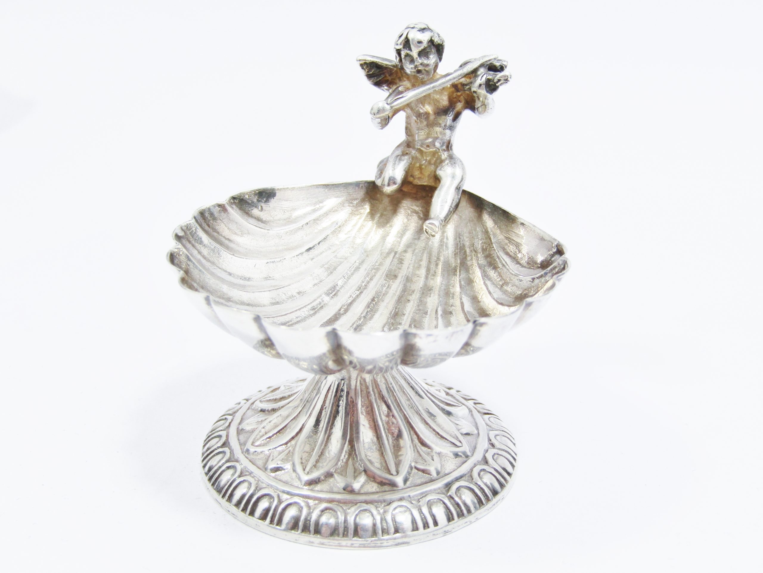 Beautiful Vintage Sterling Silver Salt Cellar with Cupid