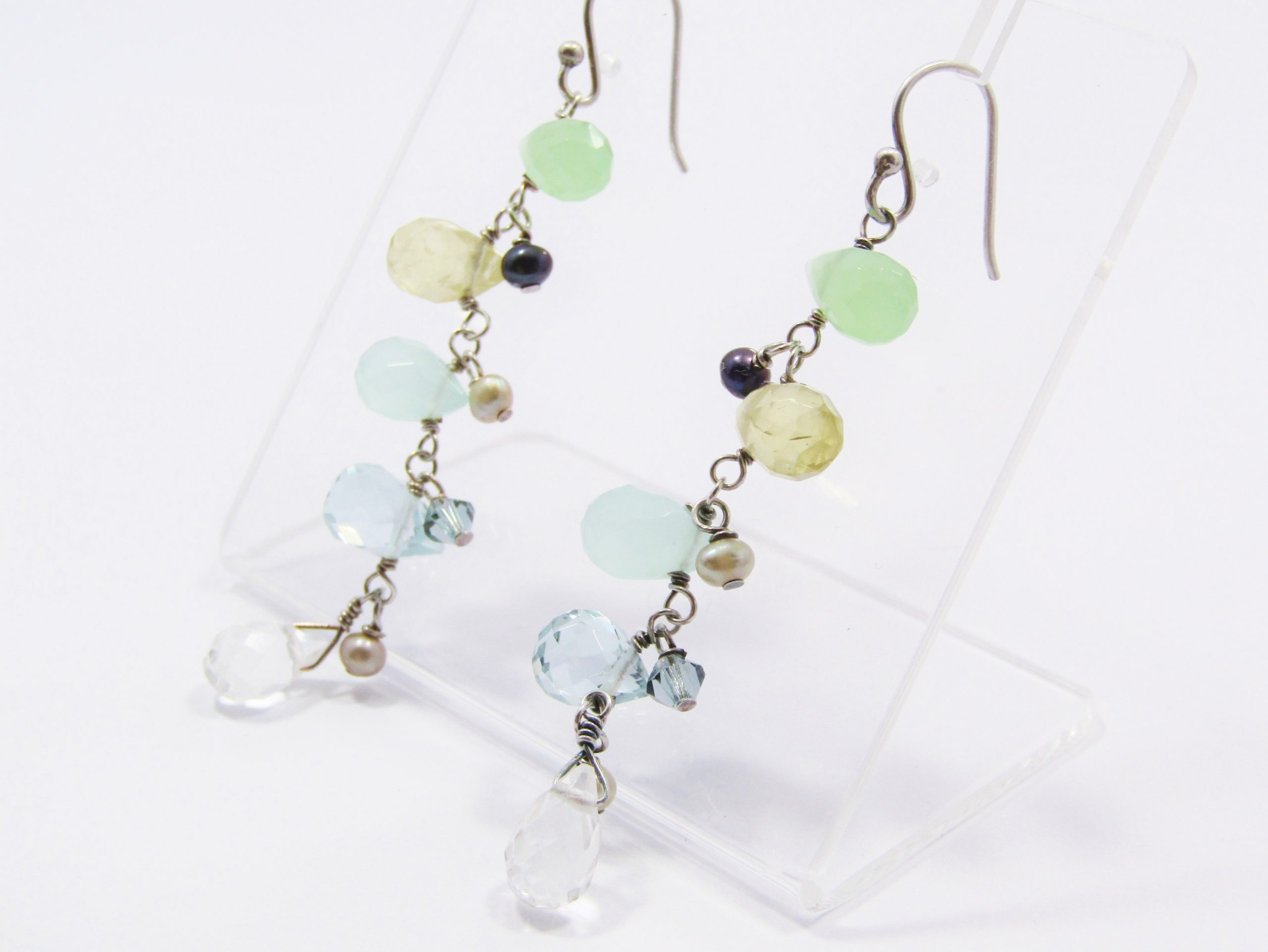 Gorgeous Pair of Gemstone Dangling Earrings in Sterling Silver