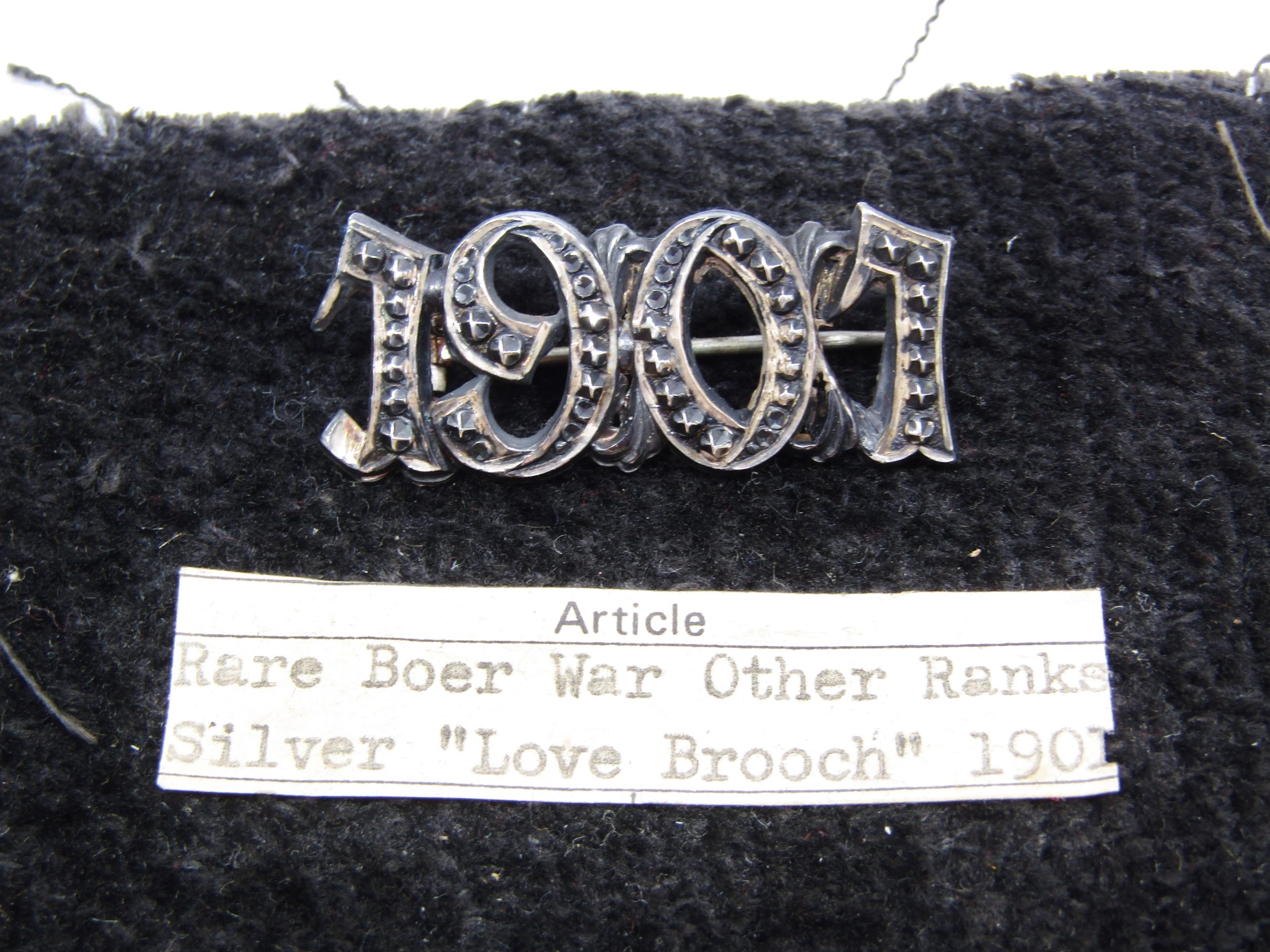 Boer War Sterling Silver "1901" Sweetheart Brooch