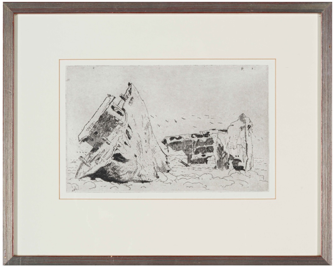 Francois Krige (c1913-1994) Original Etching "Coastal Scene"