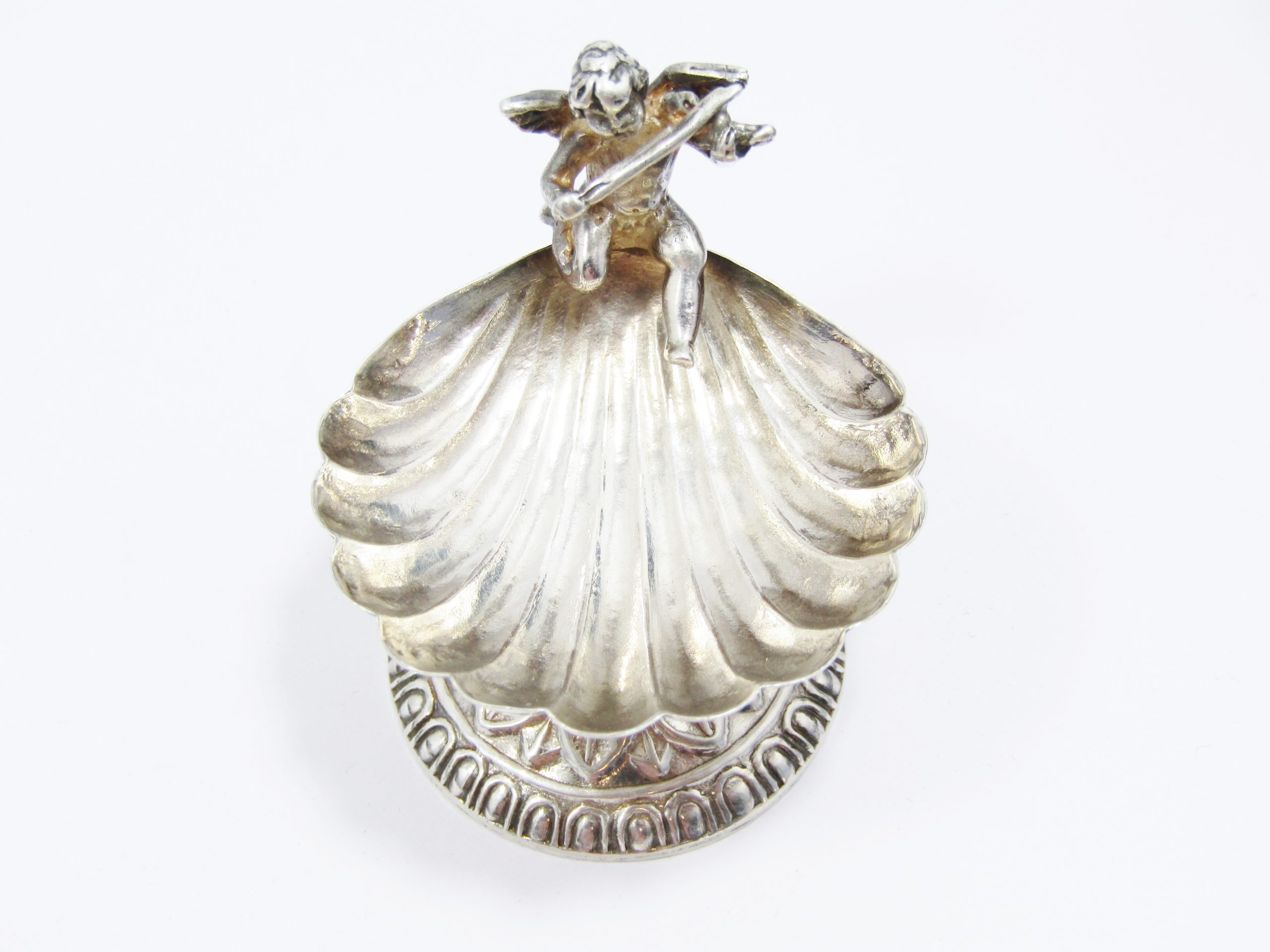 Beautiful Vintage Sterling Silver Salt Cellar with Cupid