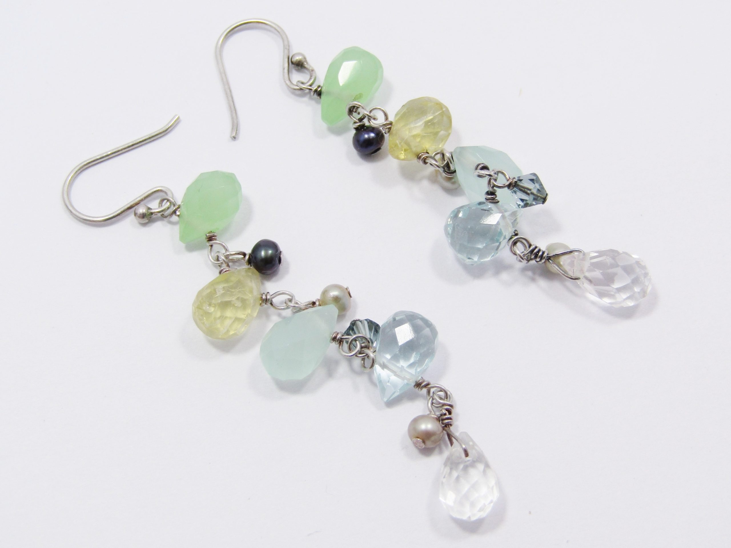 Gorgeous Pair of Gemstone Dangling Earrings in Sterling Silver