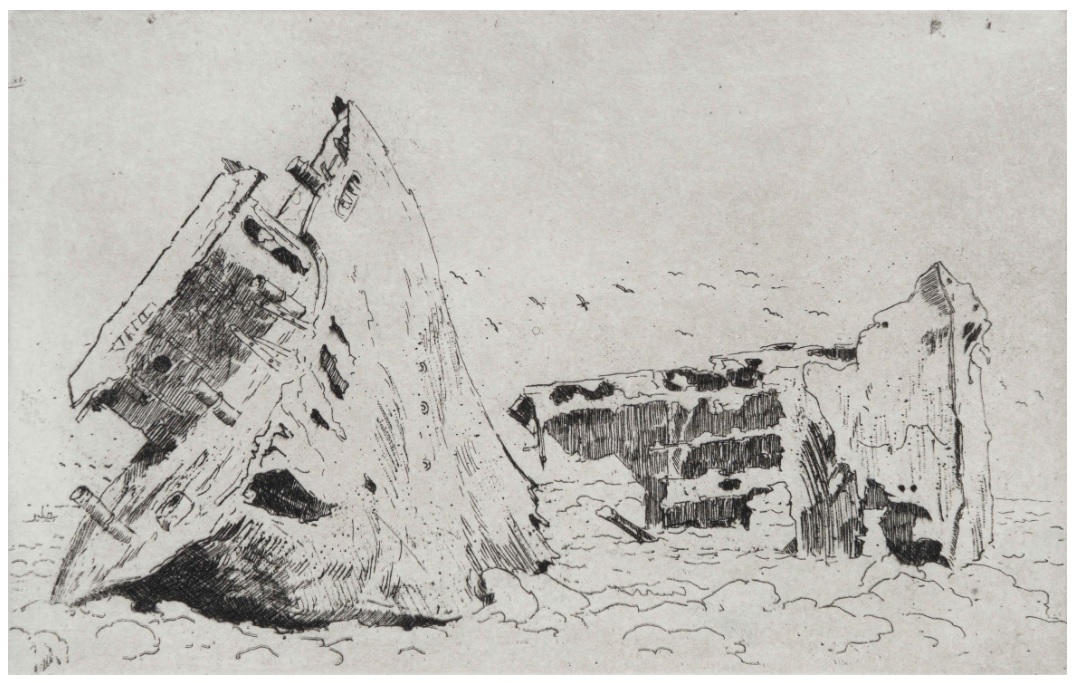 Francois Krige (c1913-1994) Original Etching "Coastal Scene"