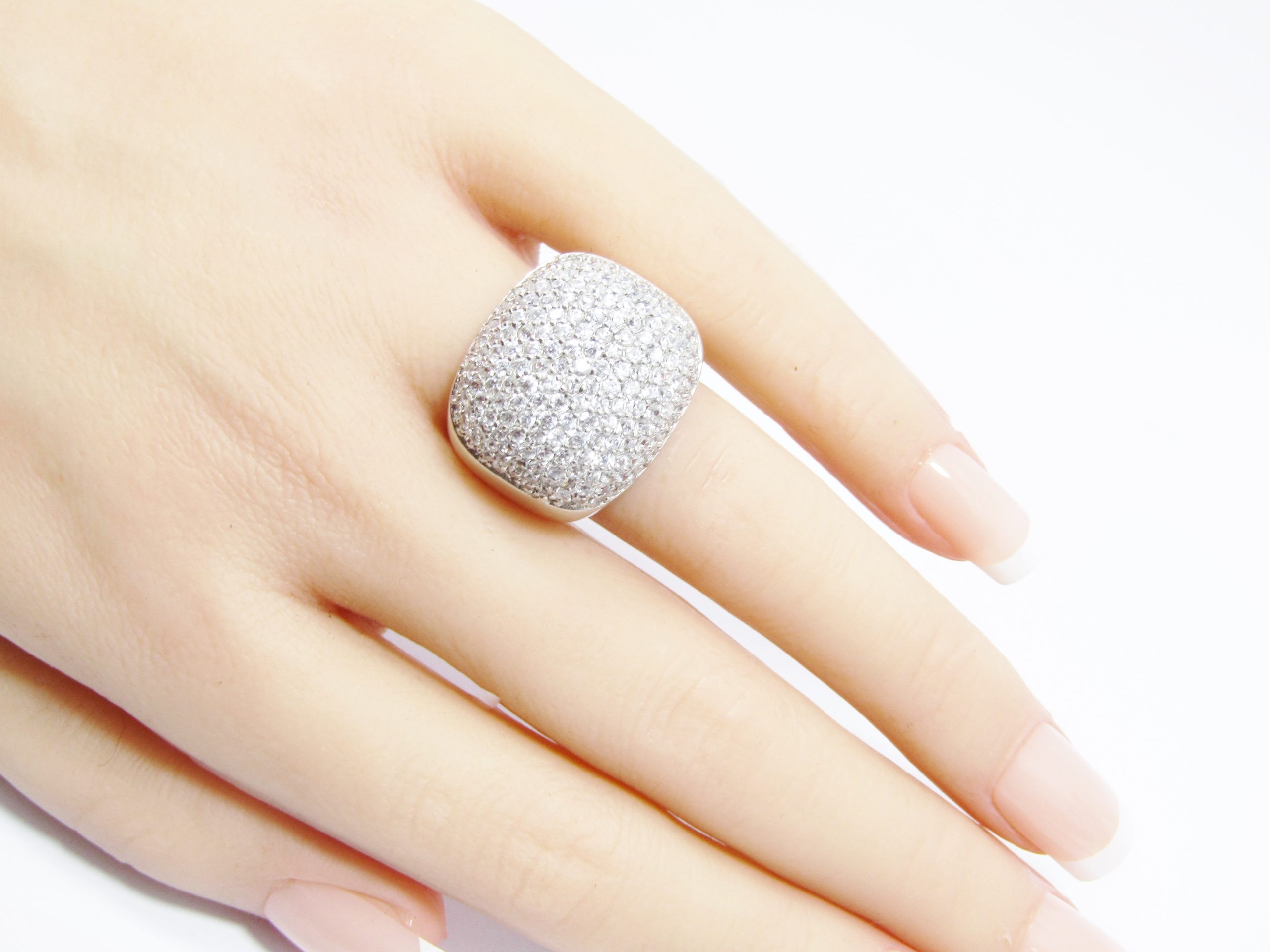 A Gorgeous Square Top Ring Encrusted With Tiny clear Zirconia's in Sterling Silver