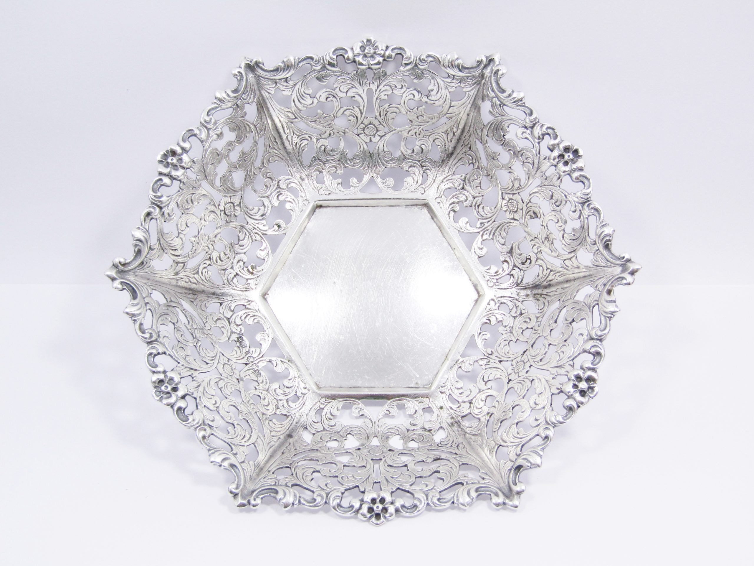 Beautiful! Vintage Dutch Silver Ornate Filigree Bowl