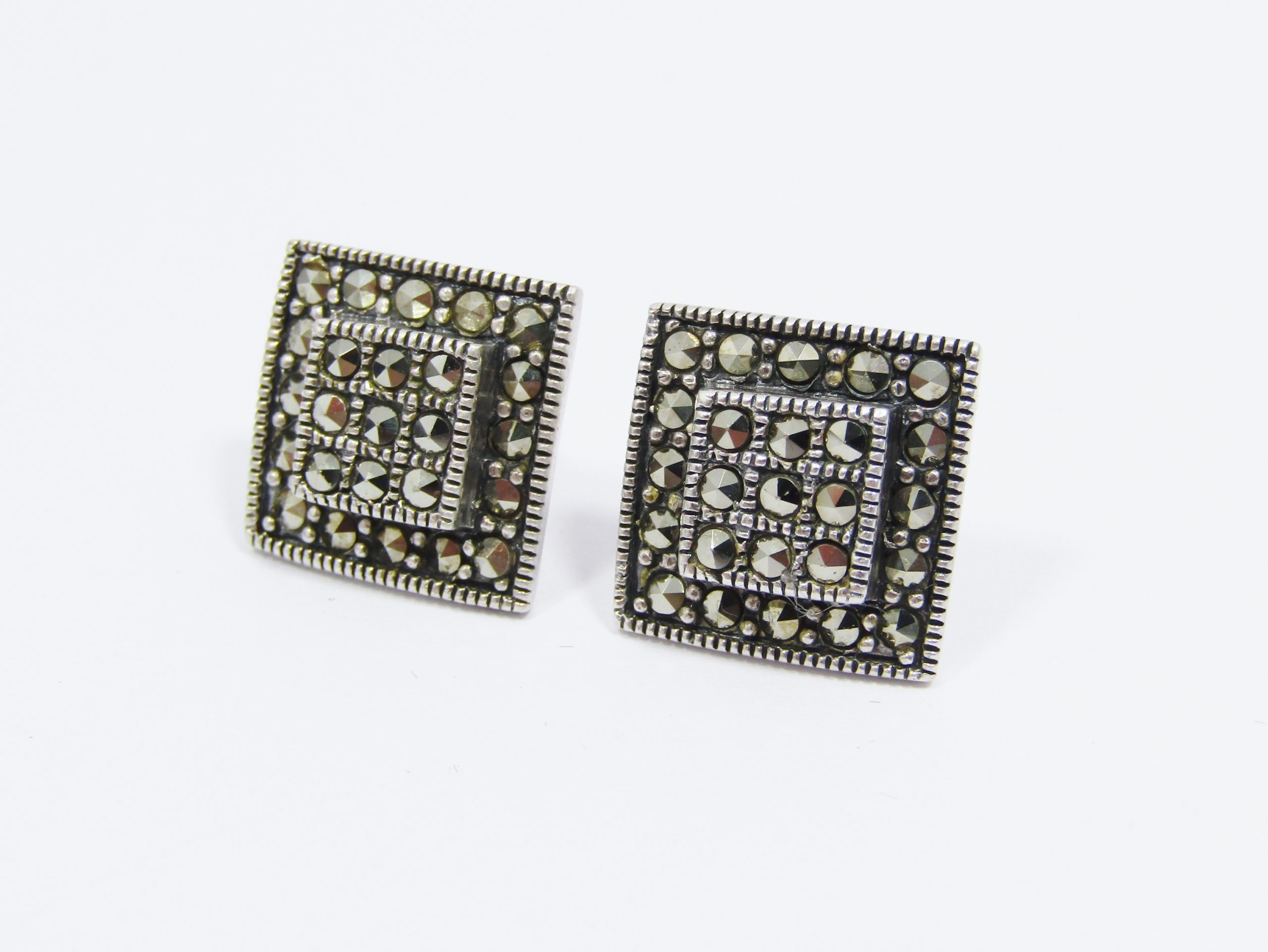 A Gorgeous Pair of Marcasite Earrings in Sterling Silver.