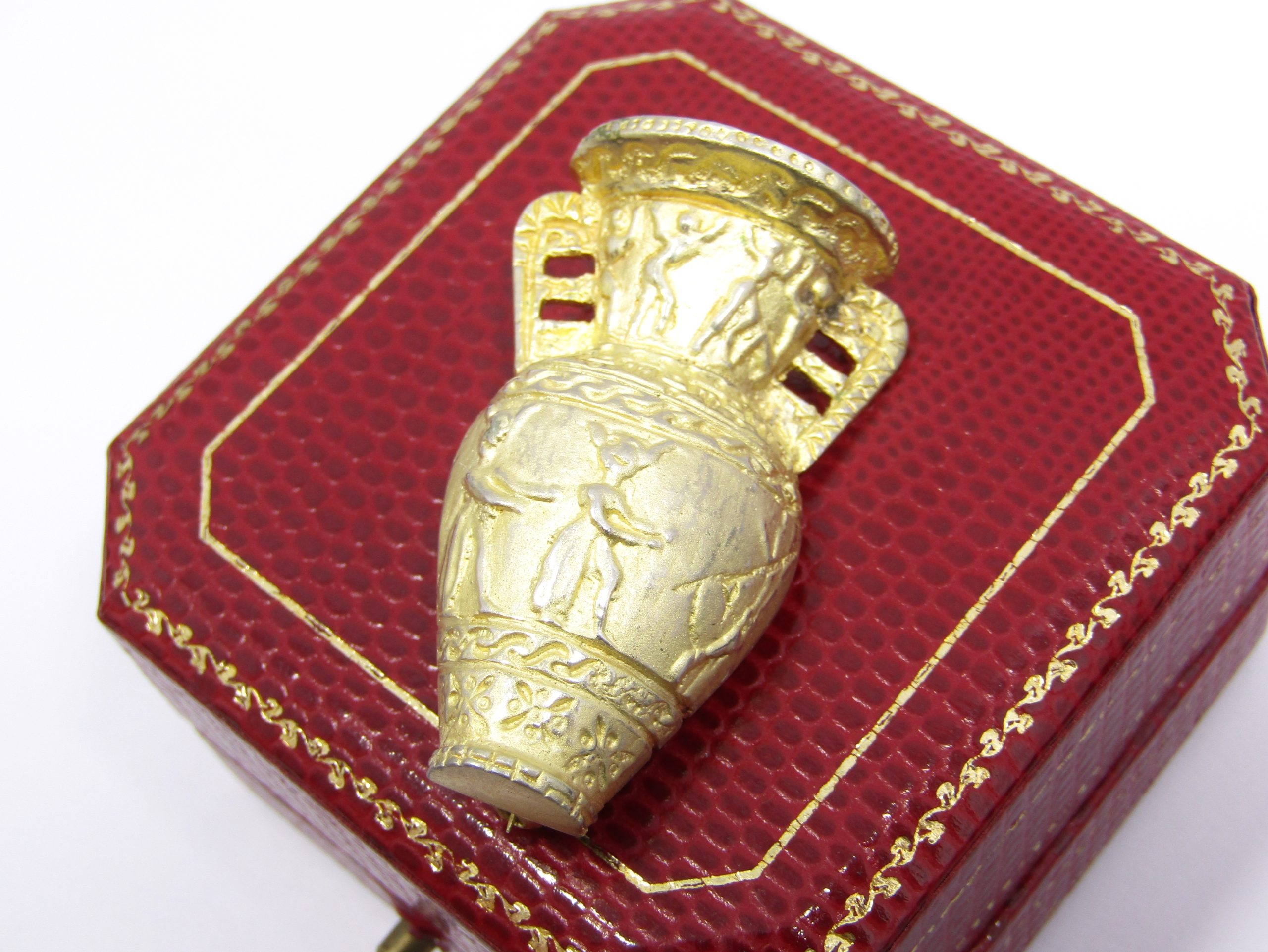 A Gorgeous Gold Plated Over 800 Silver Egyptian Water Urn Brooch
