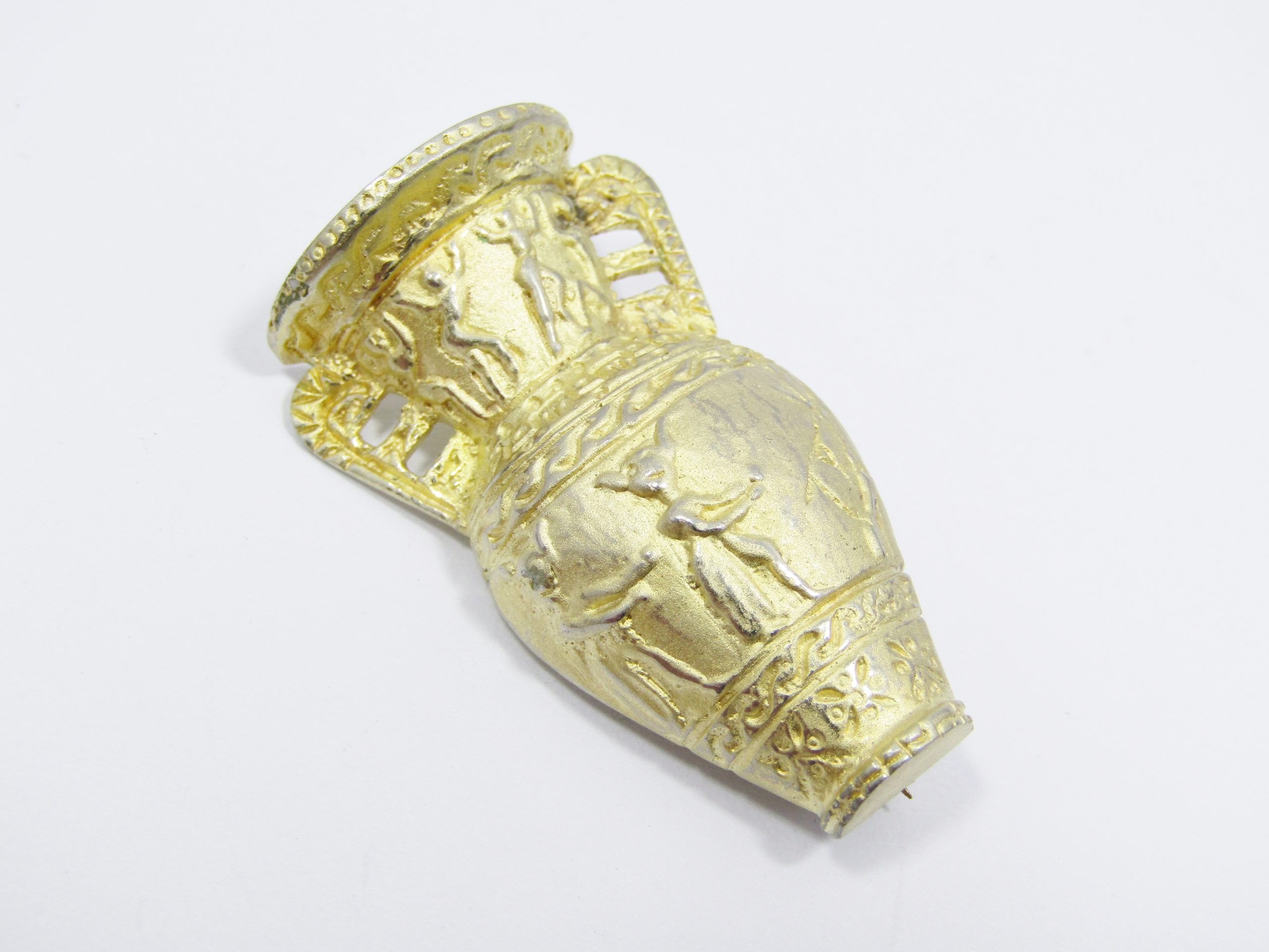 A Gorgeous Gold Plated Over 800 Silver Egyptian Water Urn Brooch