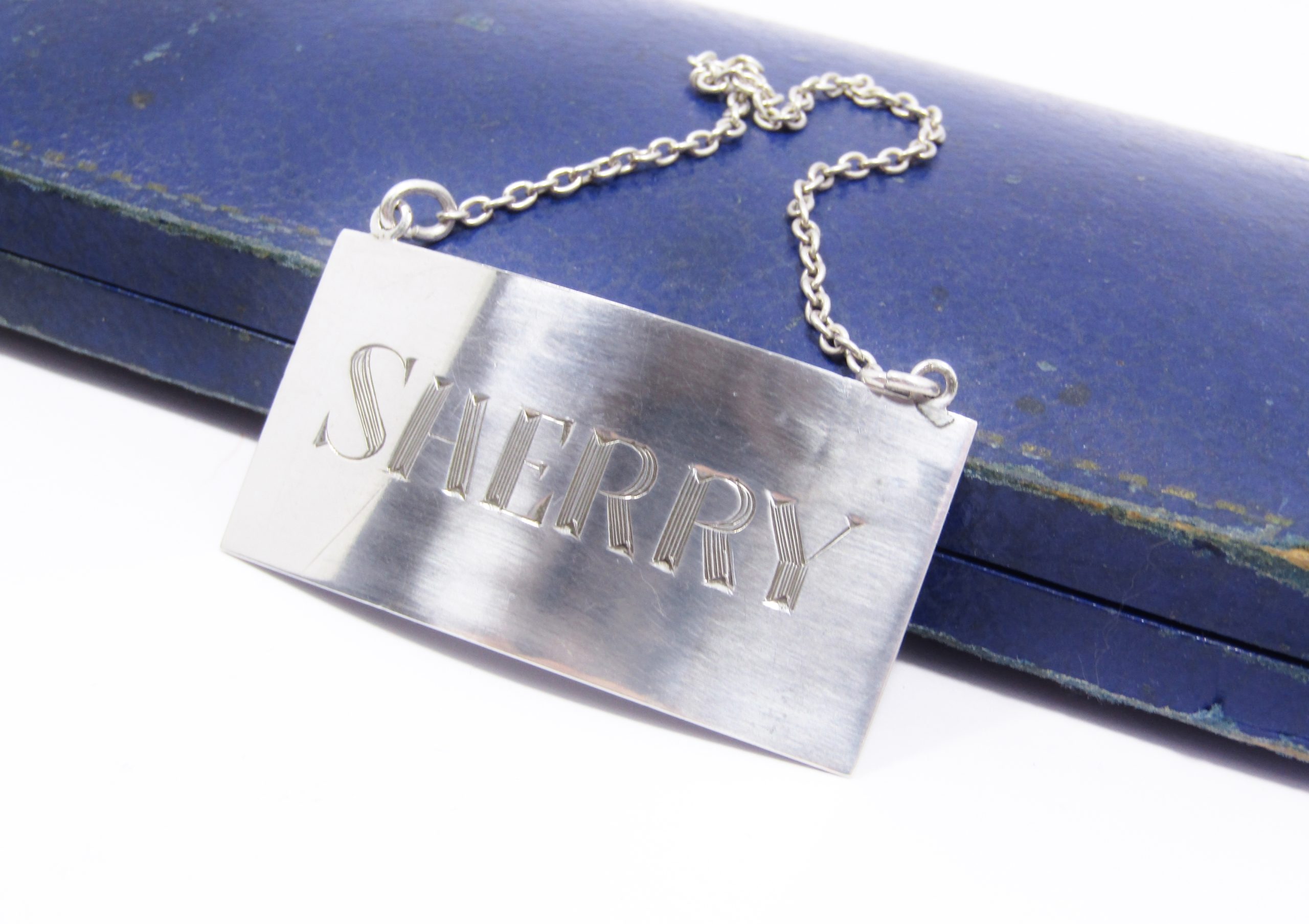 Antique Sterling Silver "Sherry" Decanter Label