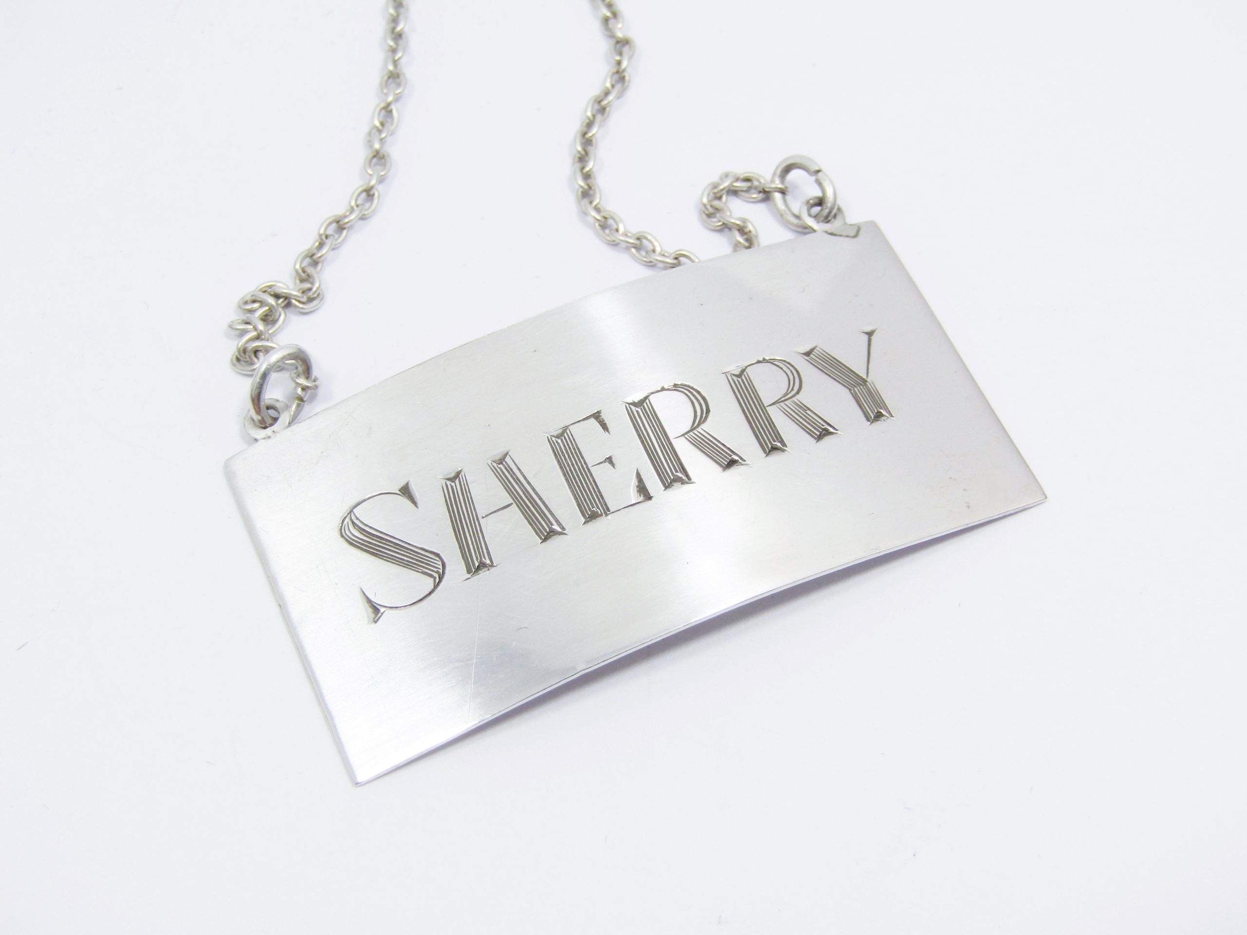 Antique Sterling Silver "Sherry" Decanter Label