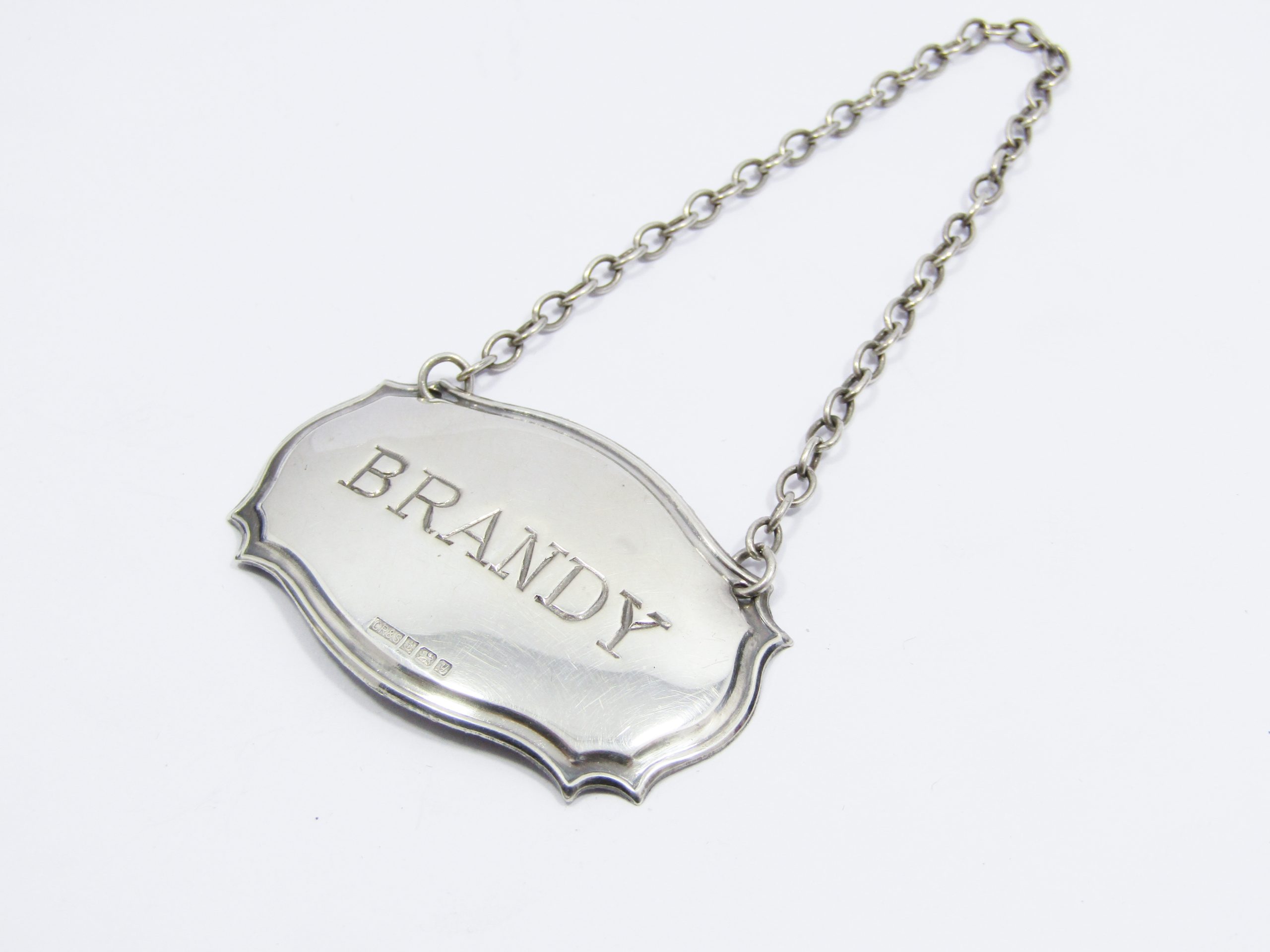 Vintage (c1998) Sterling Silver UK Hallmarked "Brandy" Decanter Label