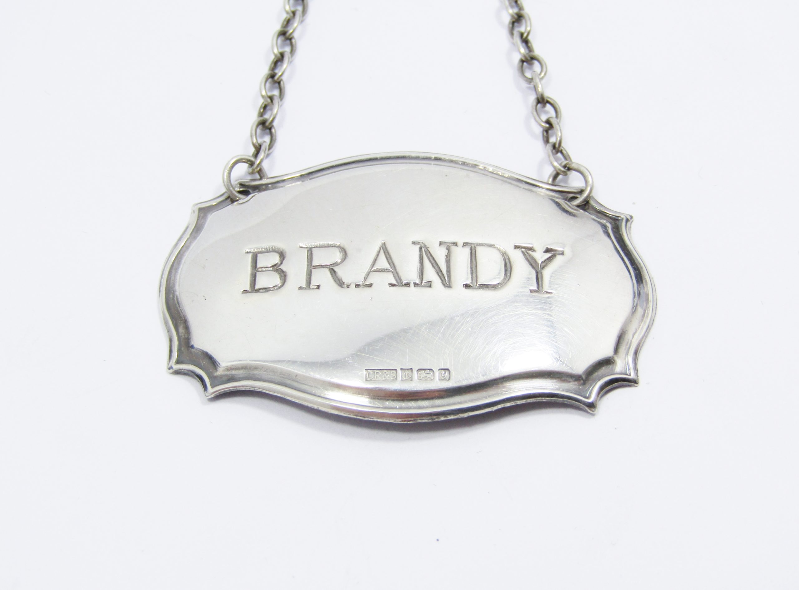 Vintage (c1998) Sterling Silver UK Hallmarked "Brandy" Decanter Label