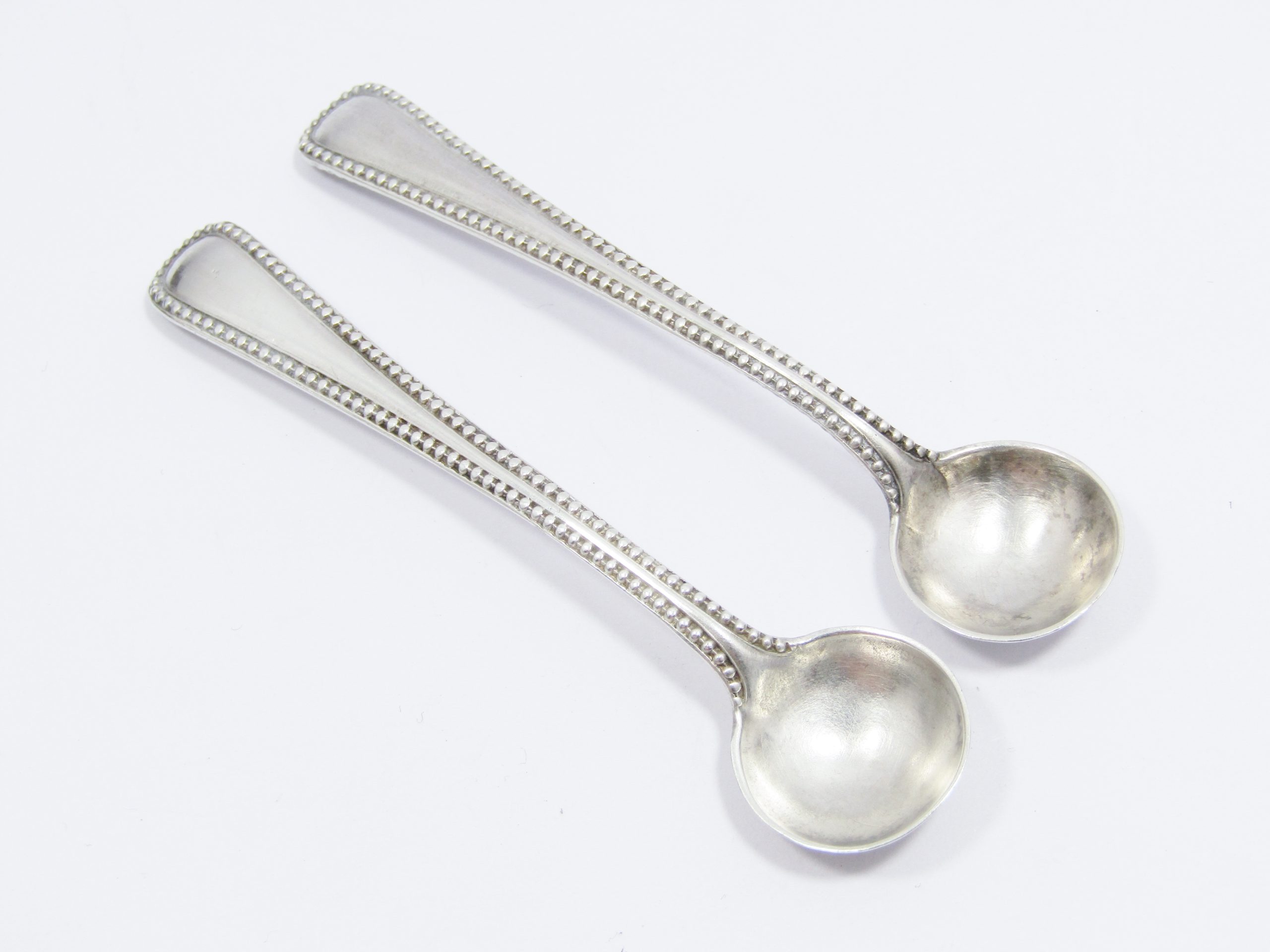Pair Antique (c1877) Silver Hallmarked Salt Spoons