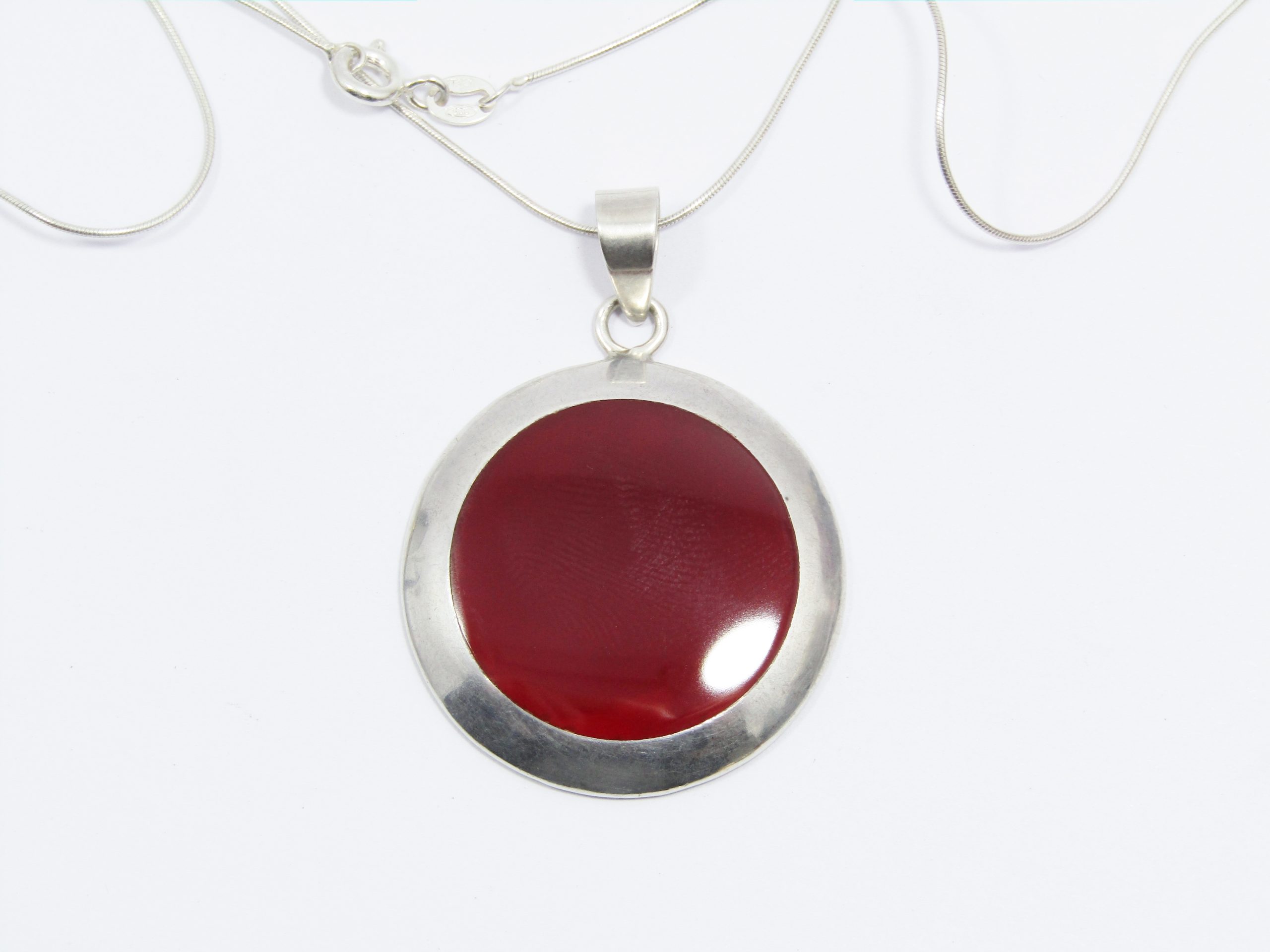 A Stunning Large Carnelian Pendant on Chain in Sterling Silver